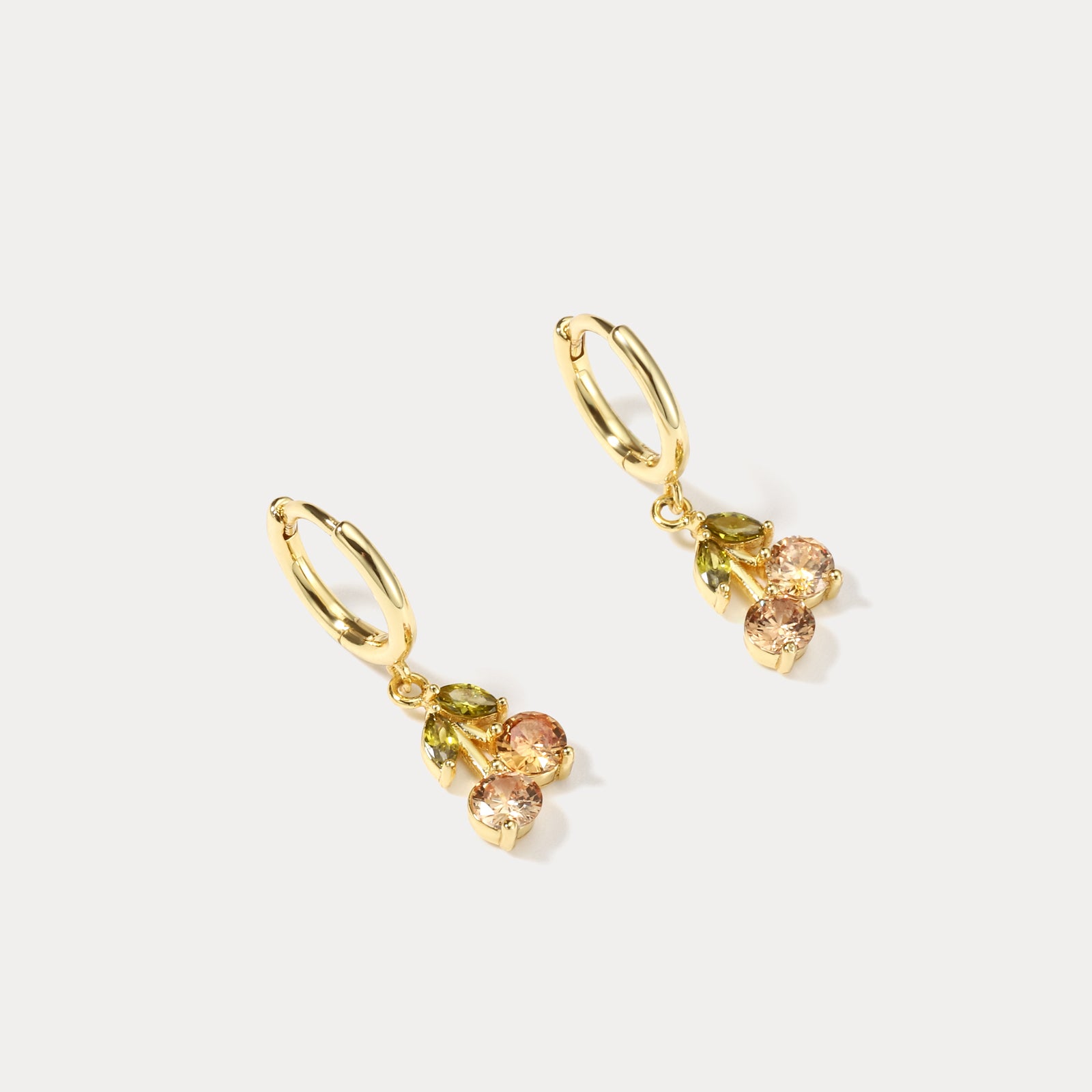 Cherry Fruit Gold Earrings Set