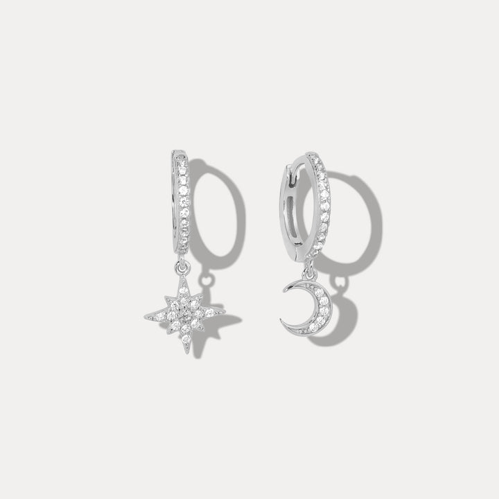 Sky Gold Diamond Drop Hoop Earrings