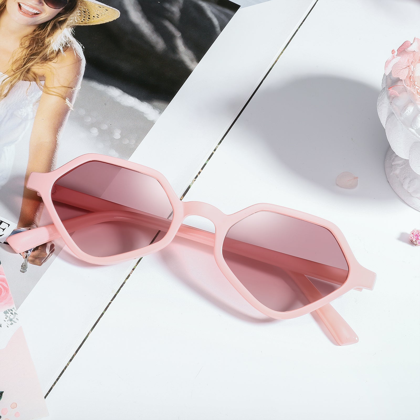 Pink Chic Polygonal Sunglasses
