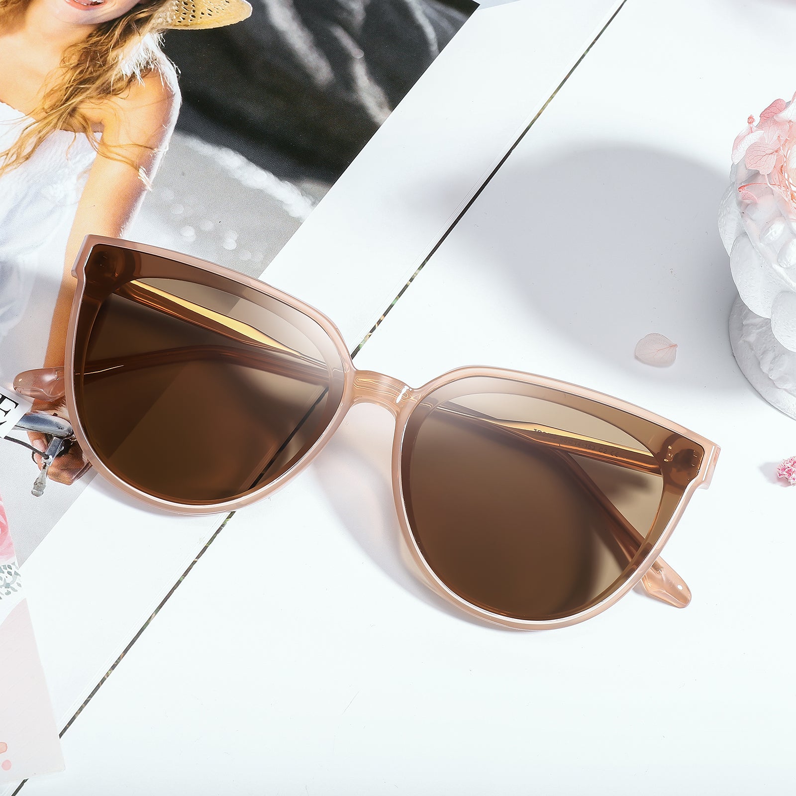 Brown Folding Women's Sunglasses