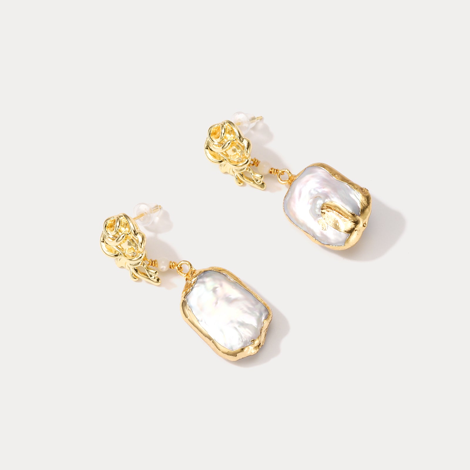 Rose Baroque Pearl 18k Gold Earrings