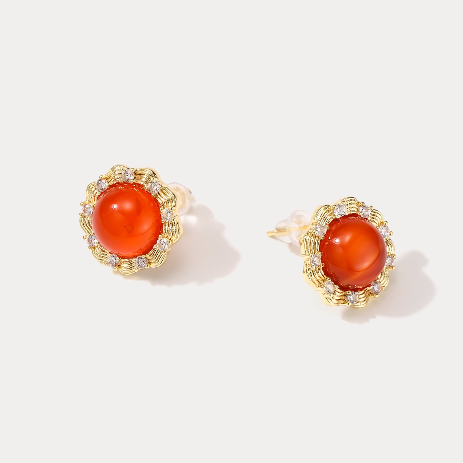 Ruby Round Gold Earrings