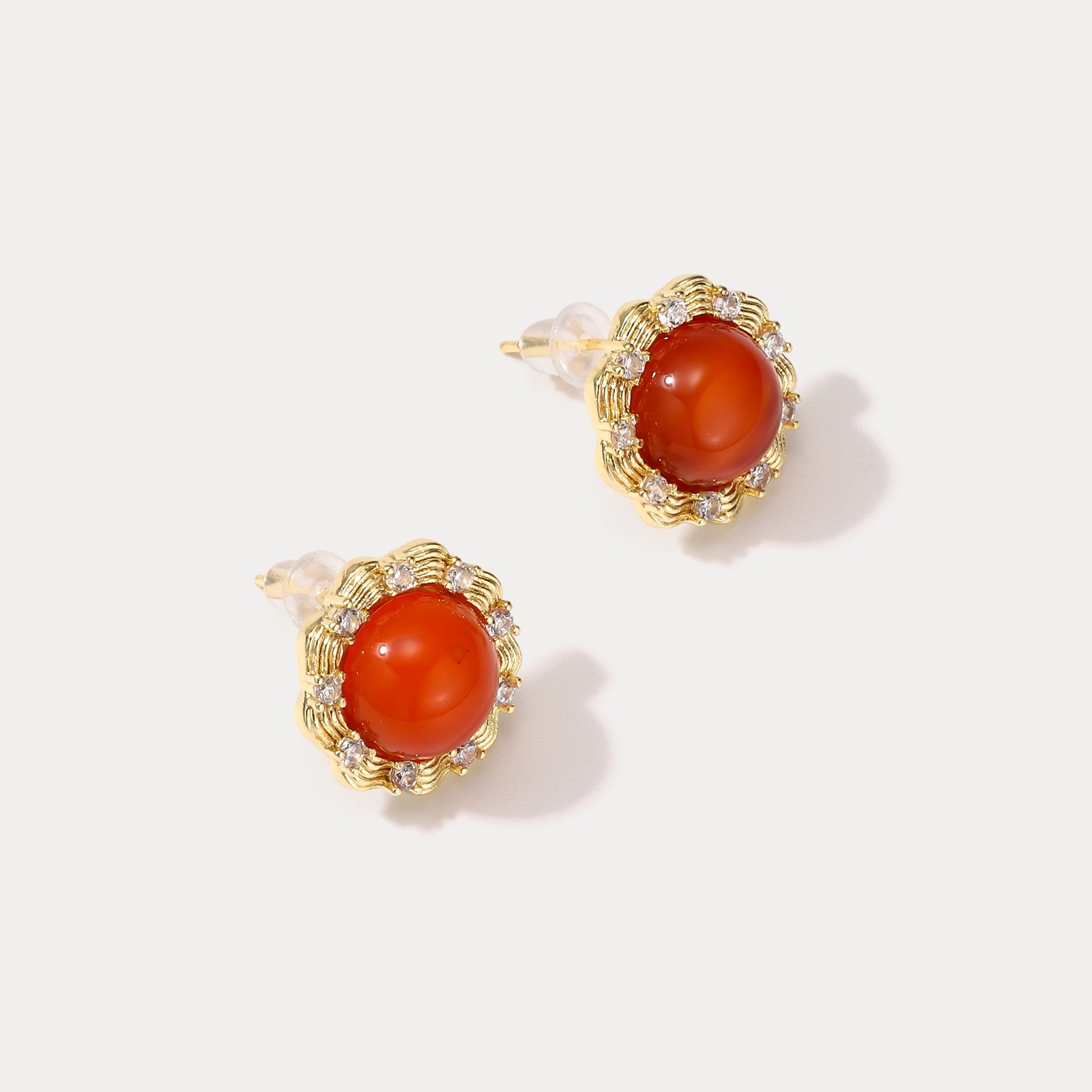 Ruby Round Modern Diamond Earrings