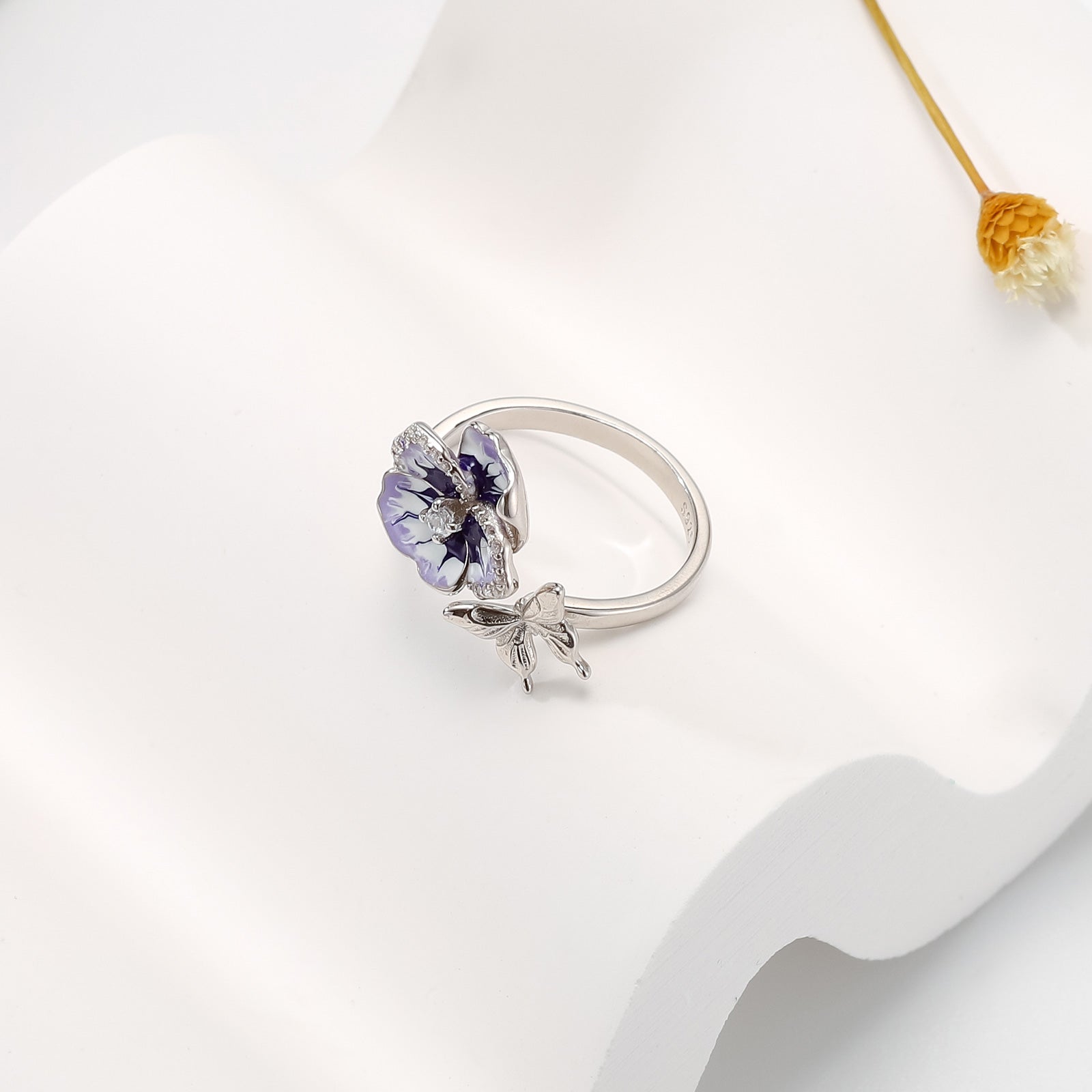 Purple Pansy Butterfly Ring