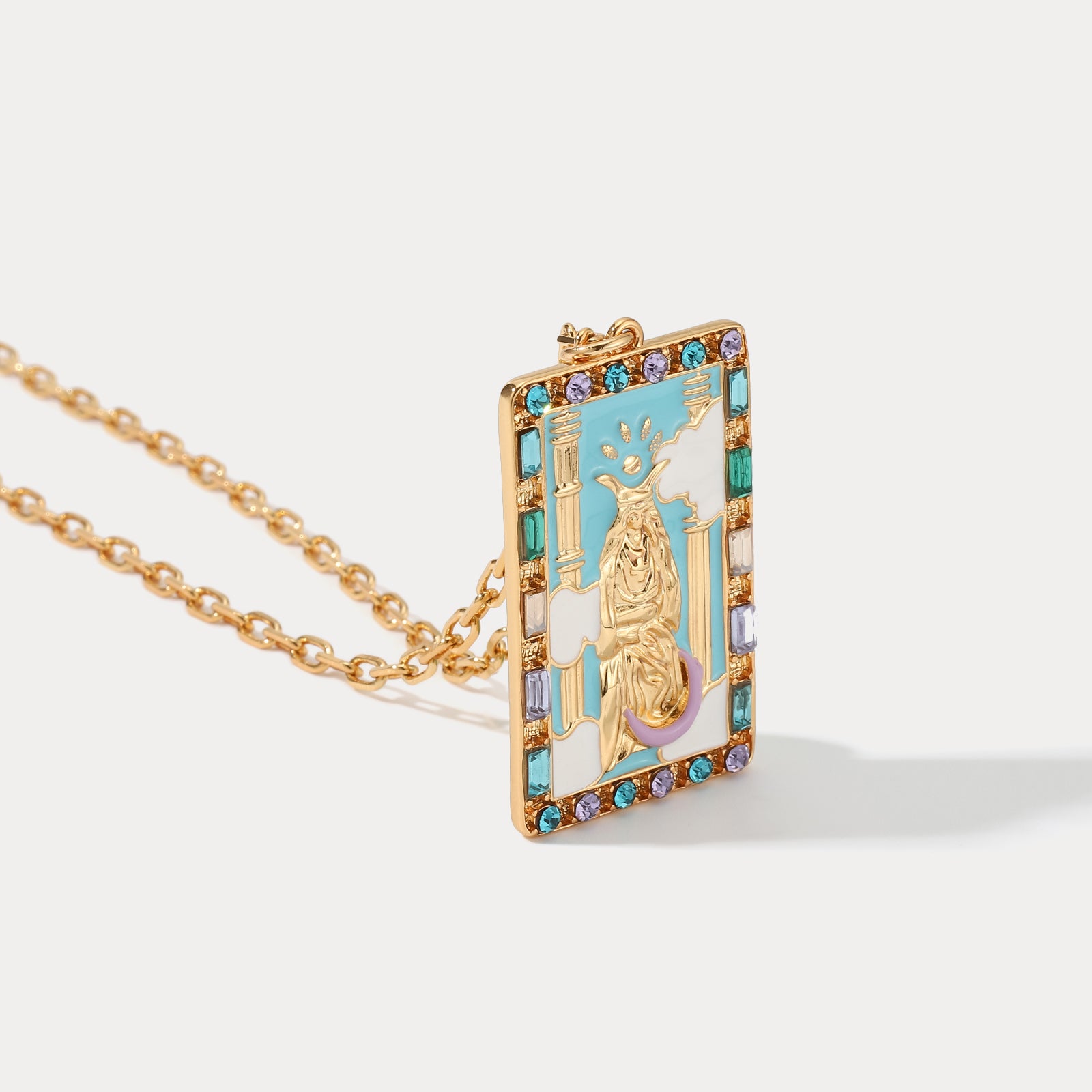 The High Priestess Tarot Enamel Necklace 