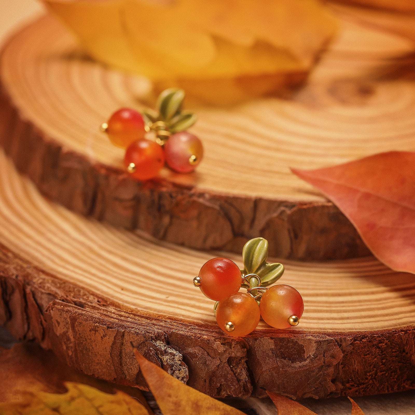 glass berry stud earrings