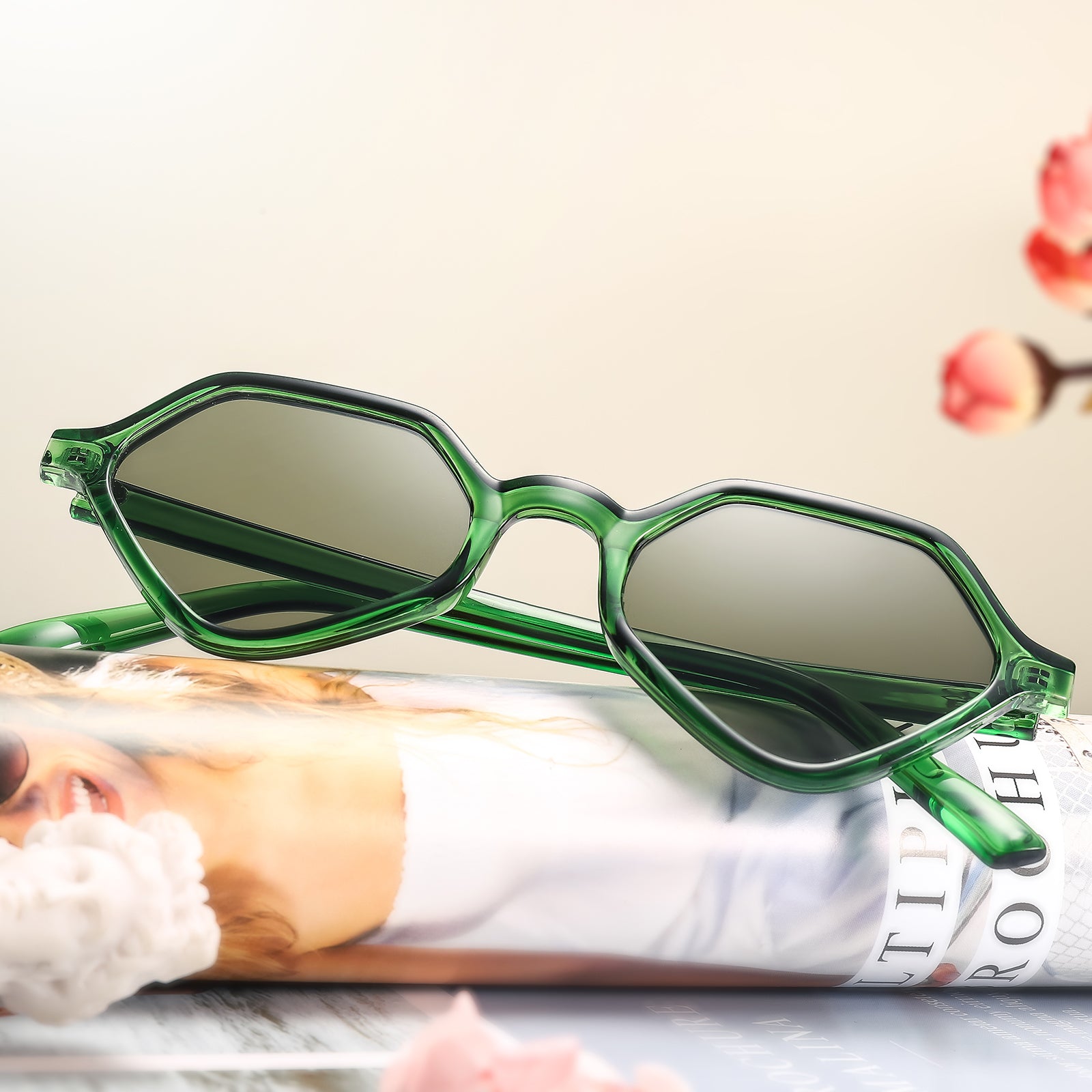 Green Fashion Polygonal Sunglasses