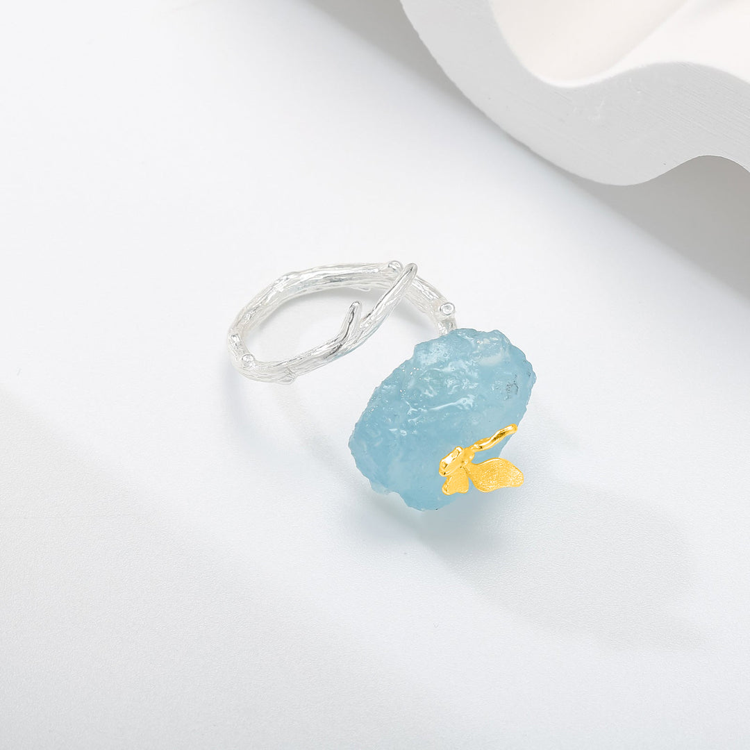 Aquamarine Butterfly Ring