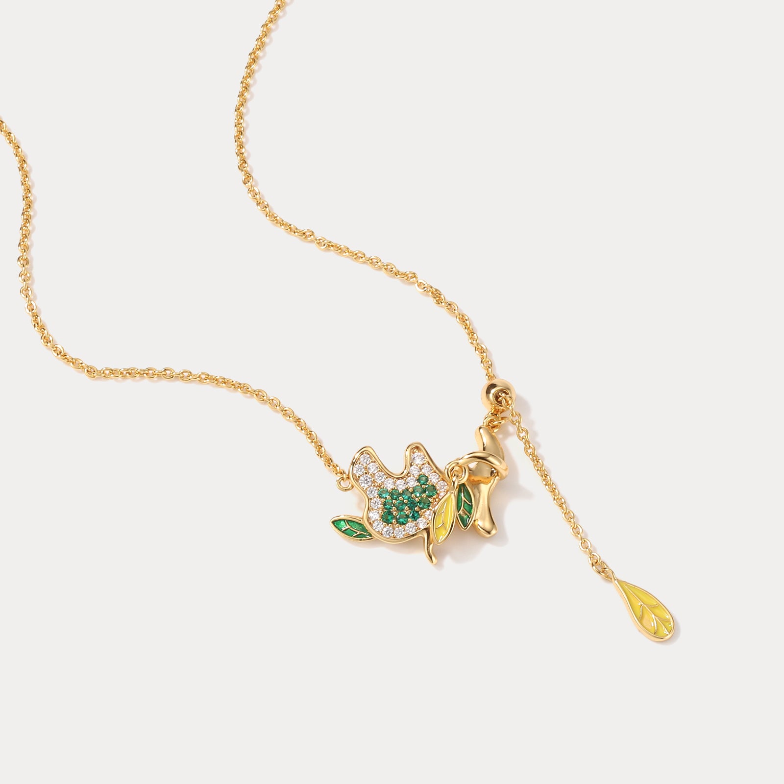 Green Leaf Gold Chain Necklace