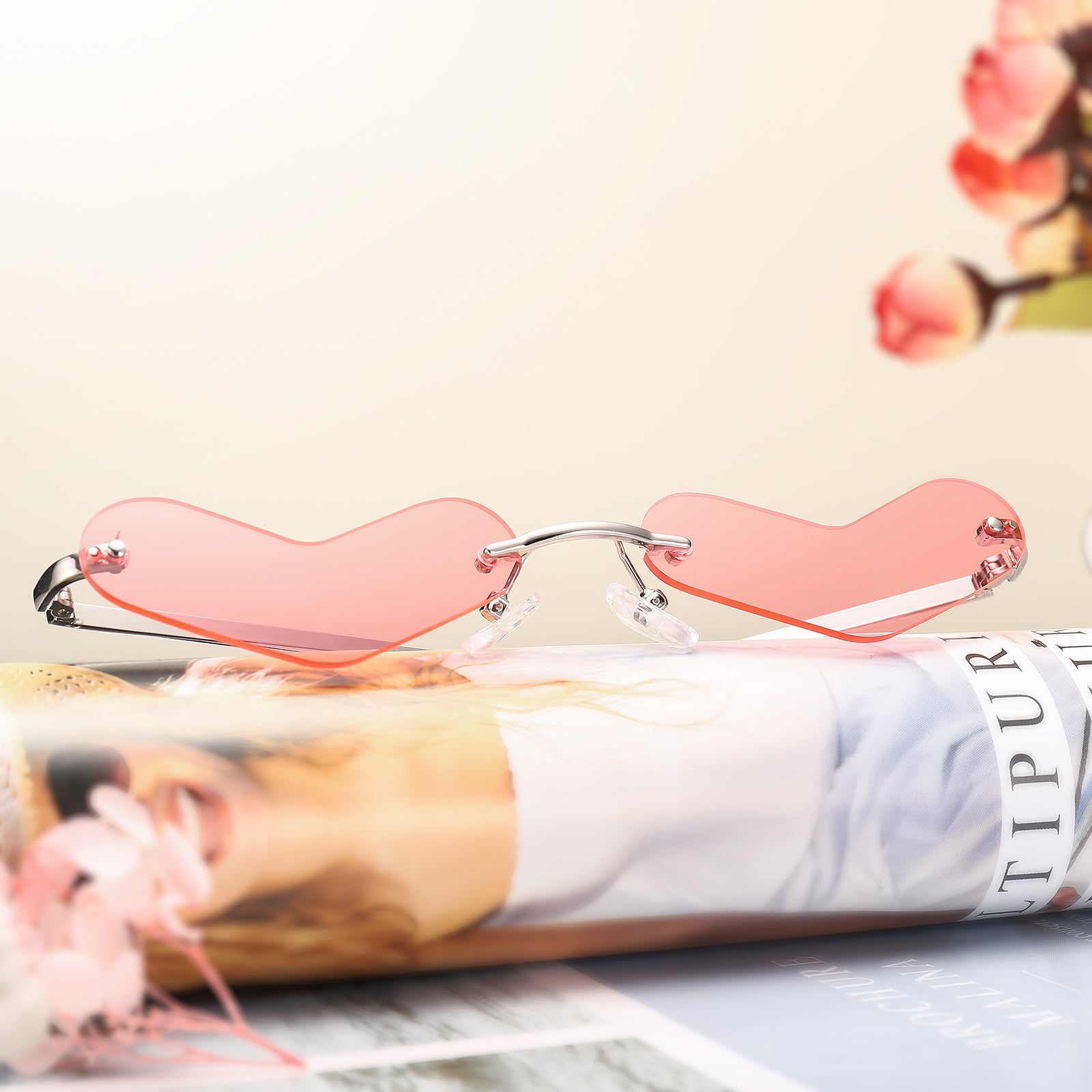 Pink Heart Fashion Sunglasses