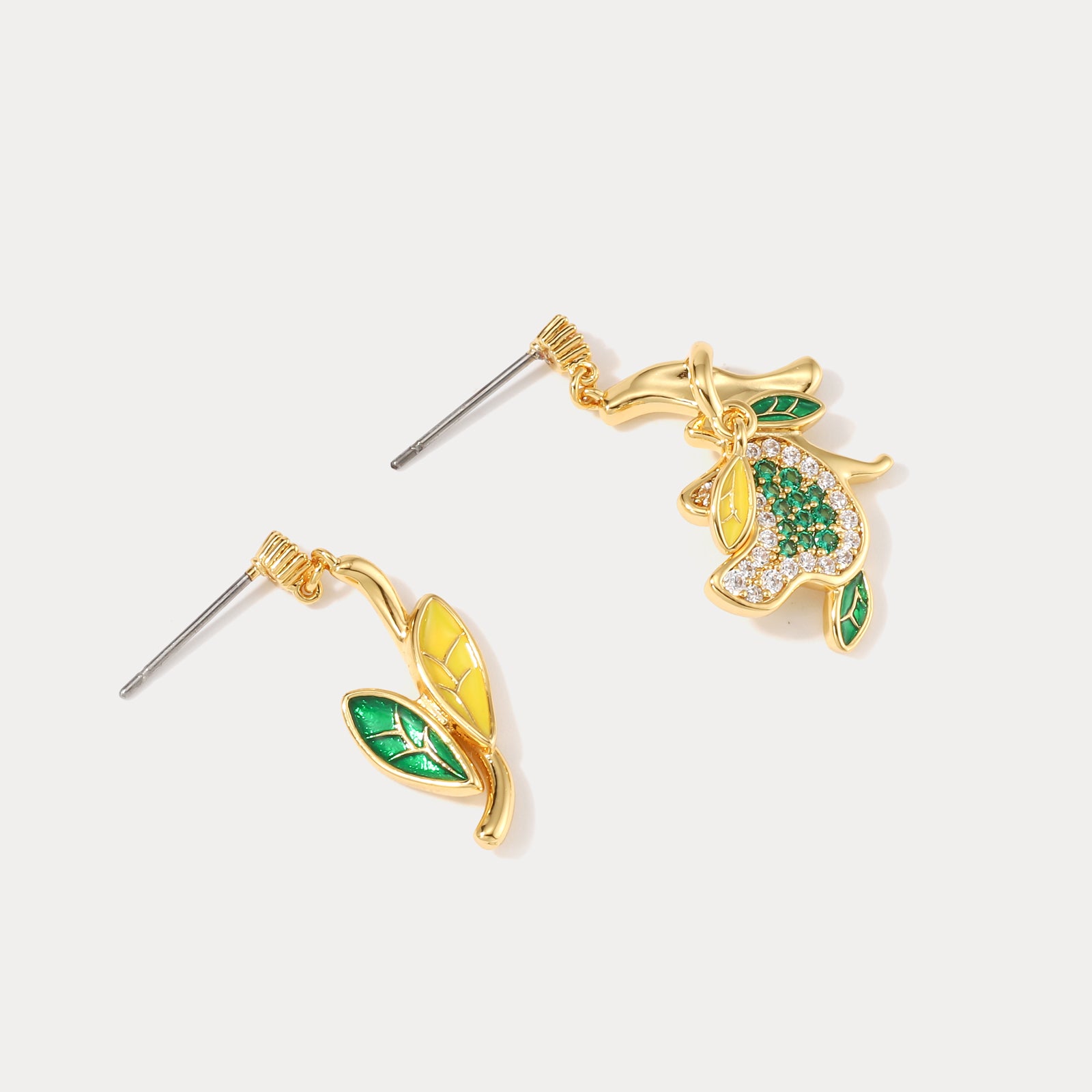 Green Leaf Diamond Earrings for Women