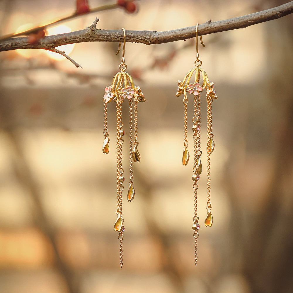 sakura tassel earrings