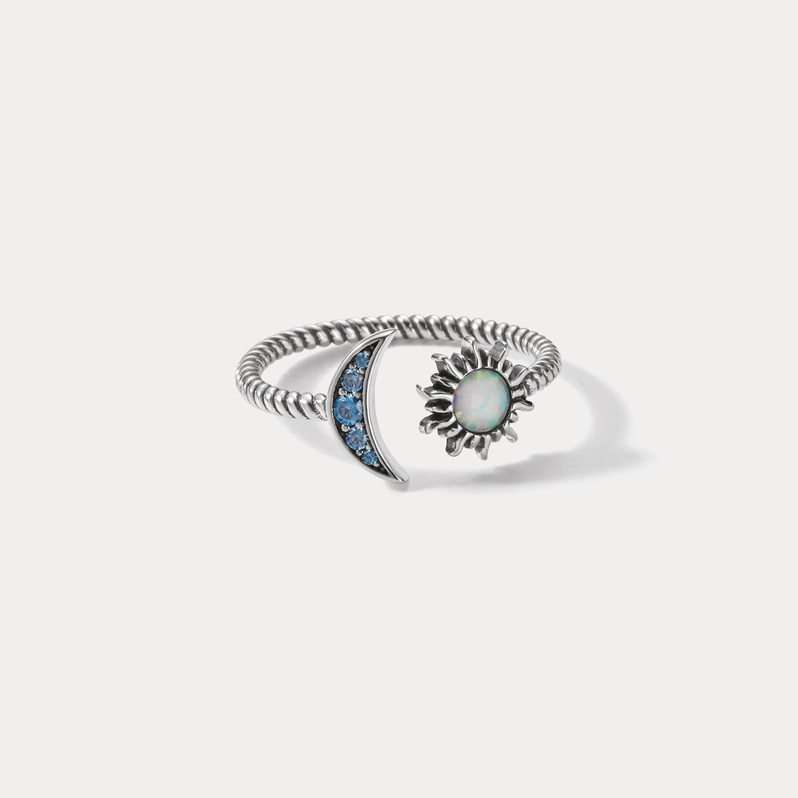 Opal Sun & Moon Wedding Ring