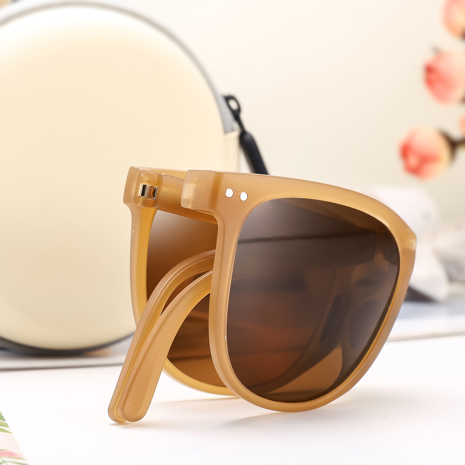 Brown Folding Designer Sunglasses