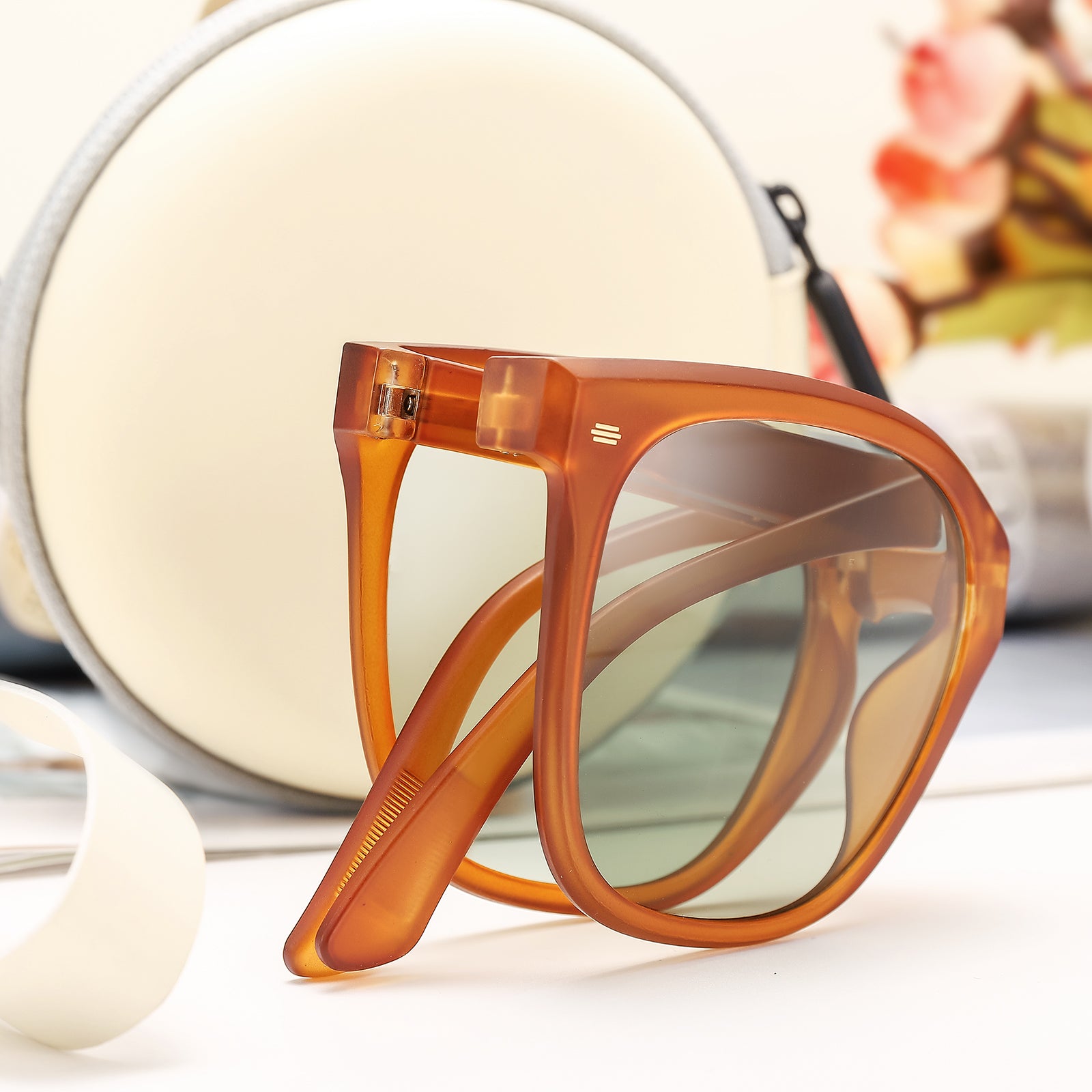 Brown Folding Sunglasses for Driving