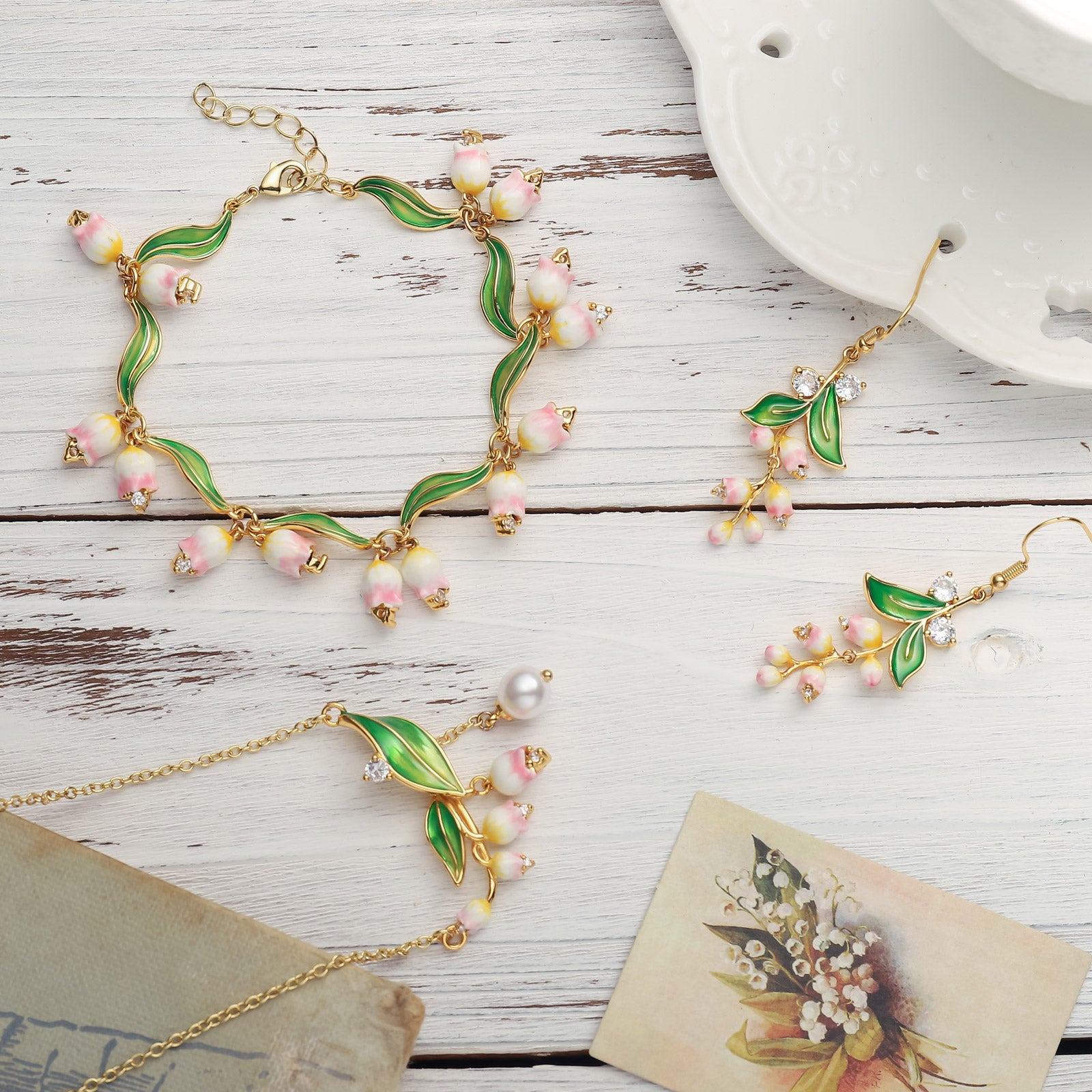 Lily Of The Valley Pearl Necklace Jewelry Set