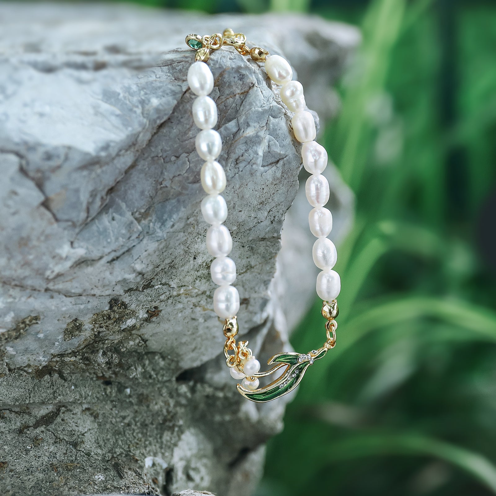Lily Of The Valley Plant Pearl Delicate Bracelet
