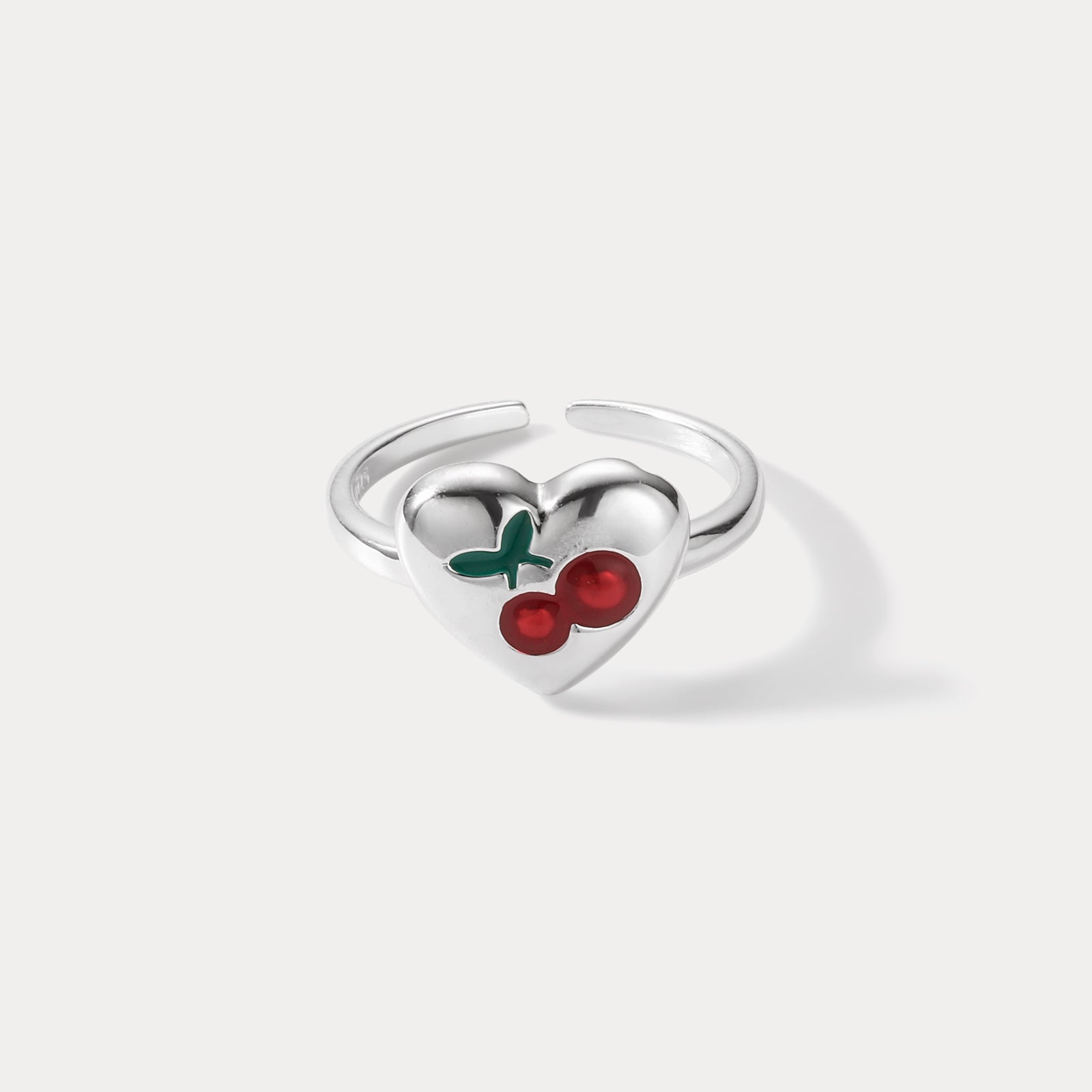 925 Sterling Silver Cherry Open Ring