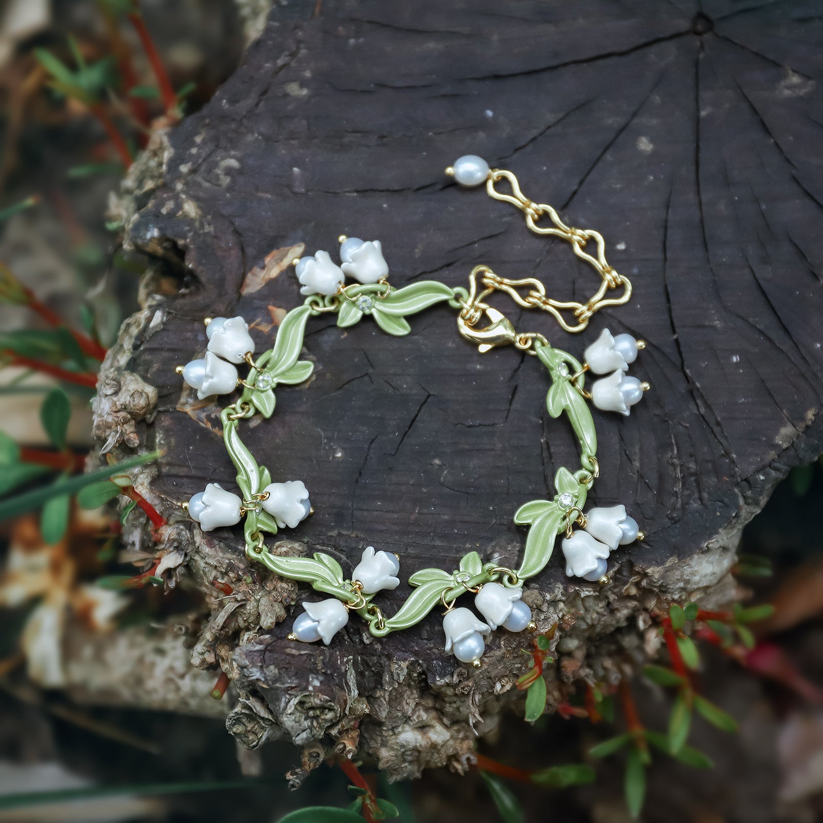 Lily Of The Valley Agate Bracelet