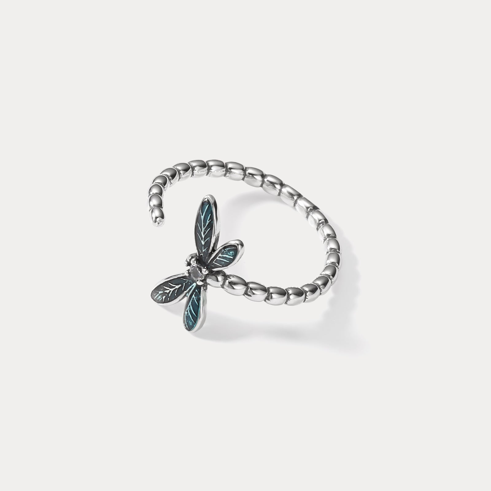 Silver Dragonfly Dripping Oil Ring