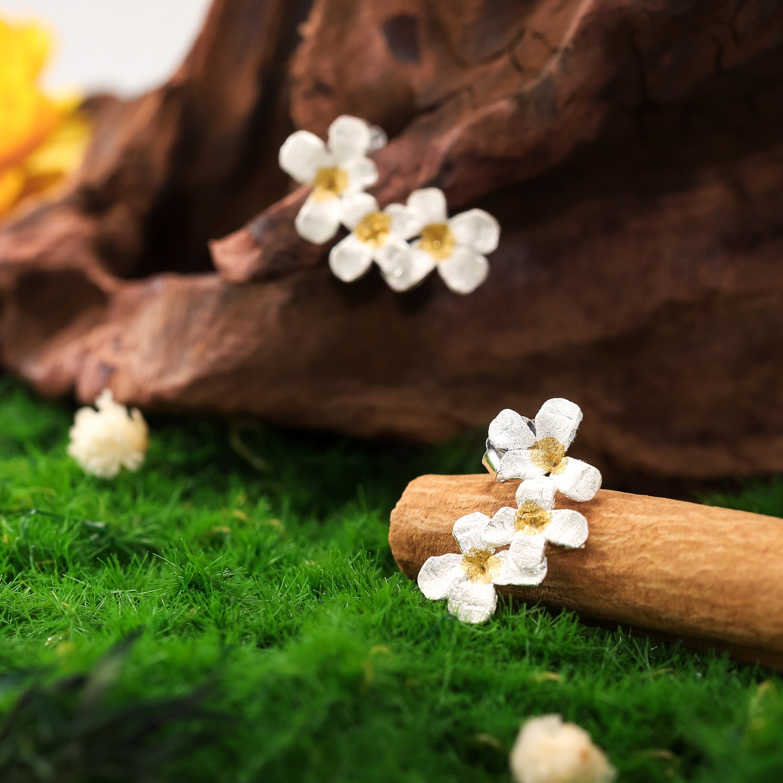 Forget-Me-Not Sterling Silver Flowers Earrings Jewelry Set