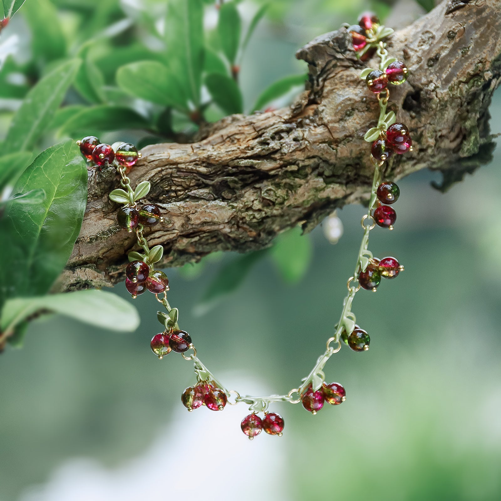 Cranberry Leaves Necklace