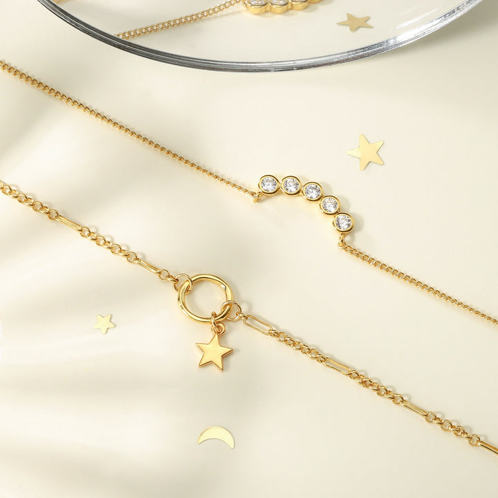 Star Diamond Layered Pendant Necklace