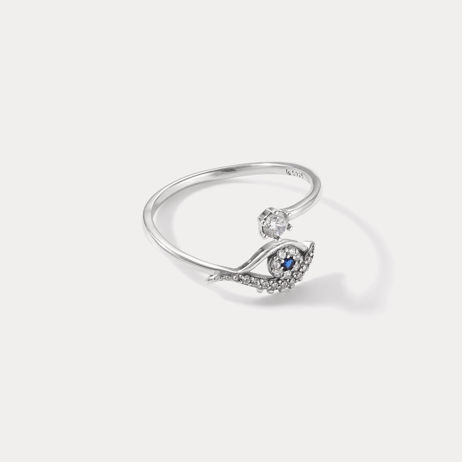 Silver Evil Eye Lucky Diamond Wedding Ring