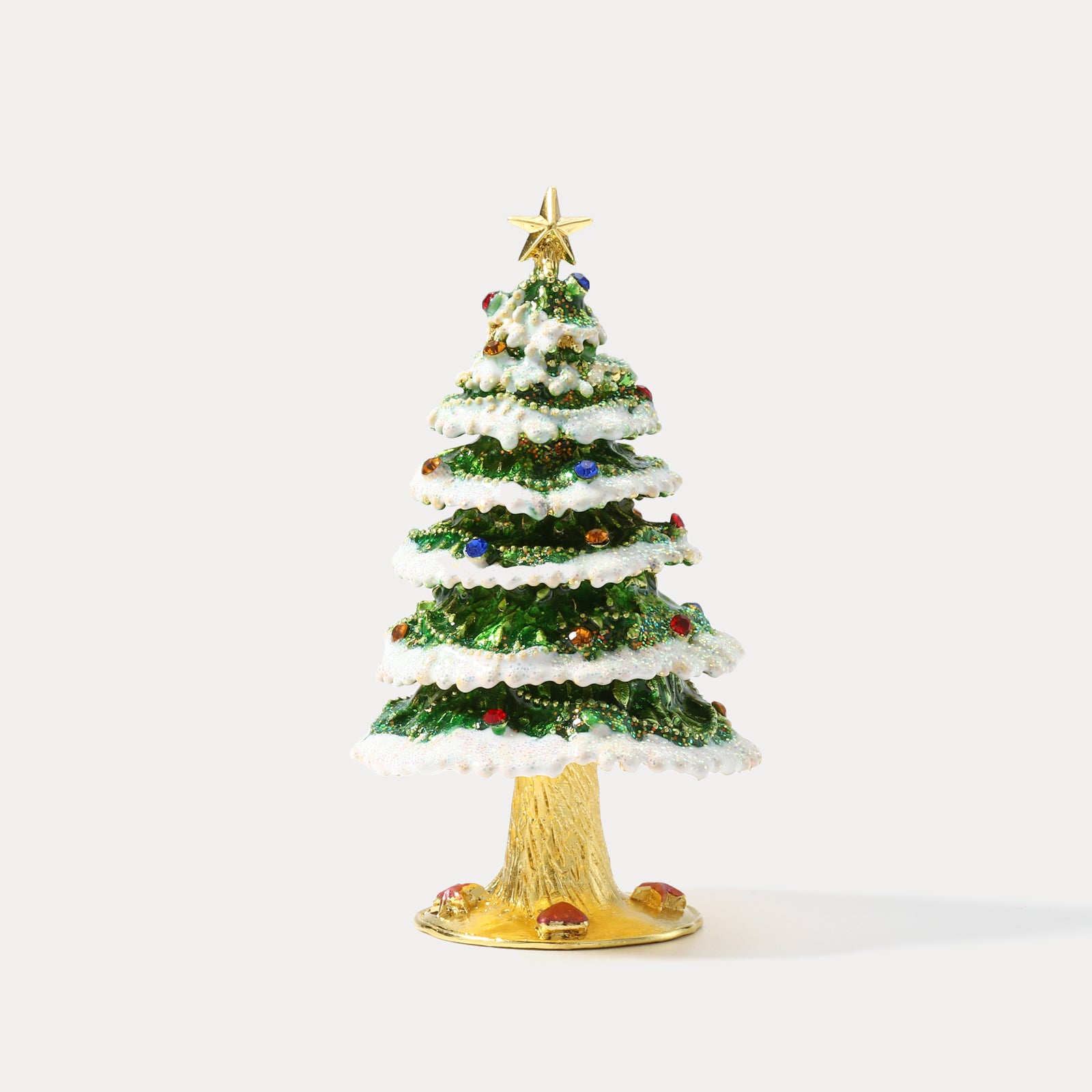 Selenichast Snow Christmas Tree Jeweled Trinket Box