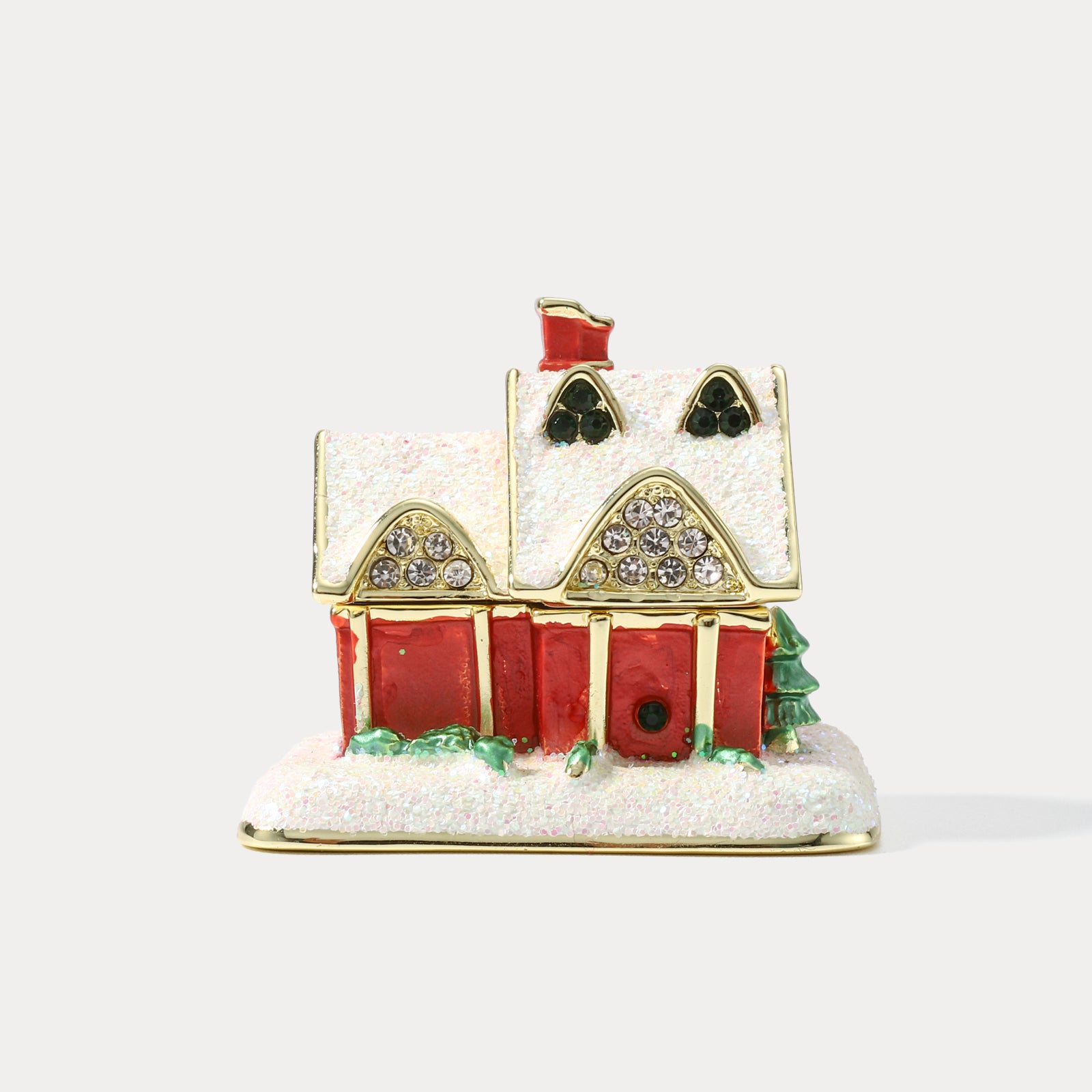 Selenichast Christmas Snow House Jeweled Trinket Box