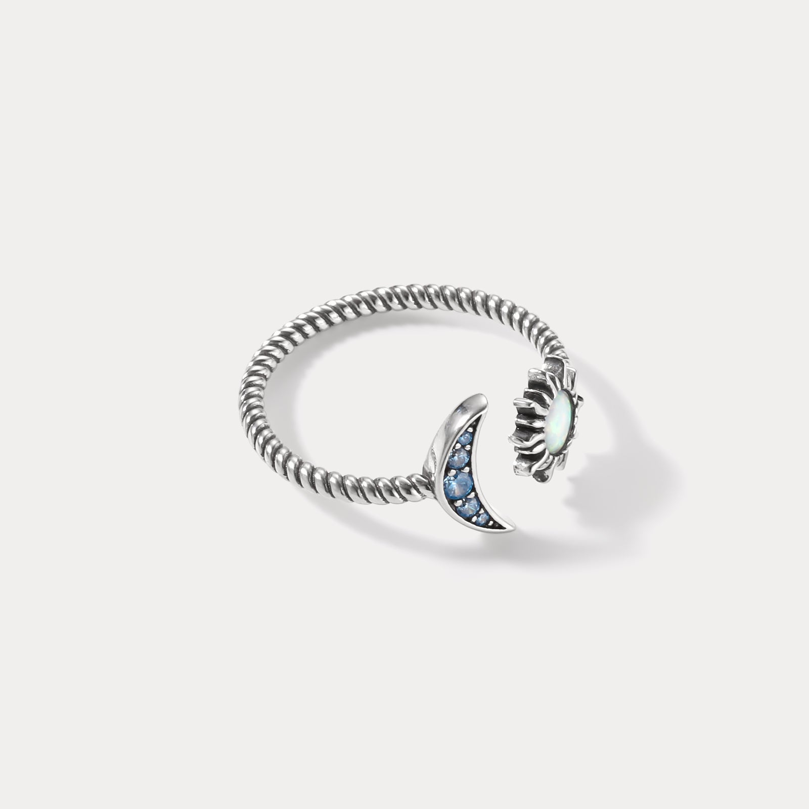 Opal Sun & Blue Moon Adjustable Ring
