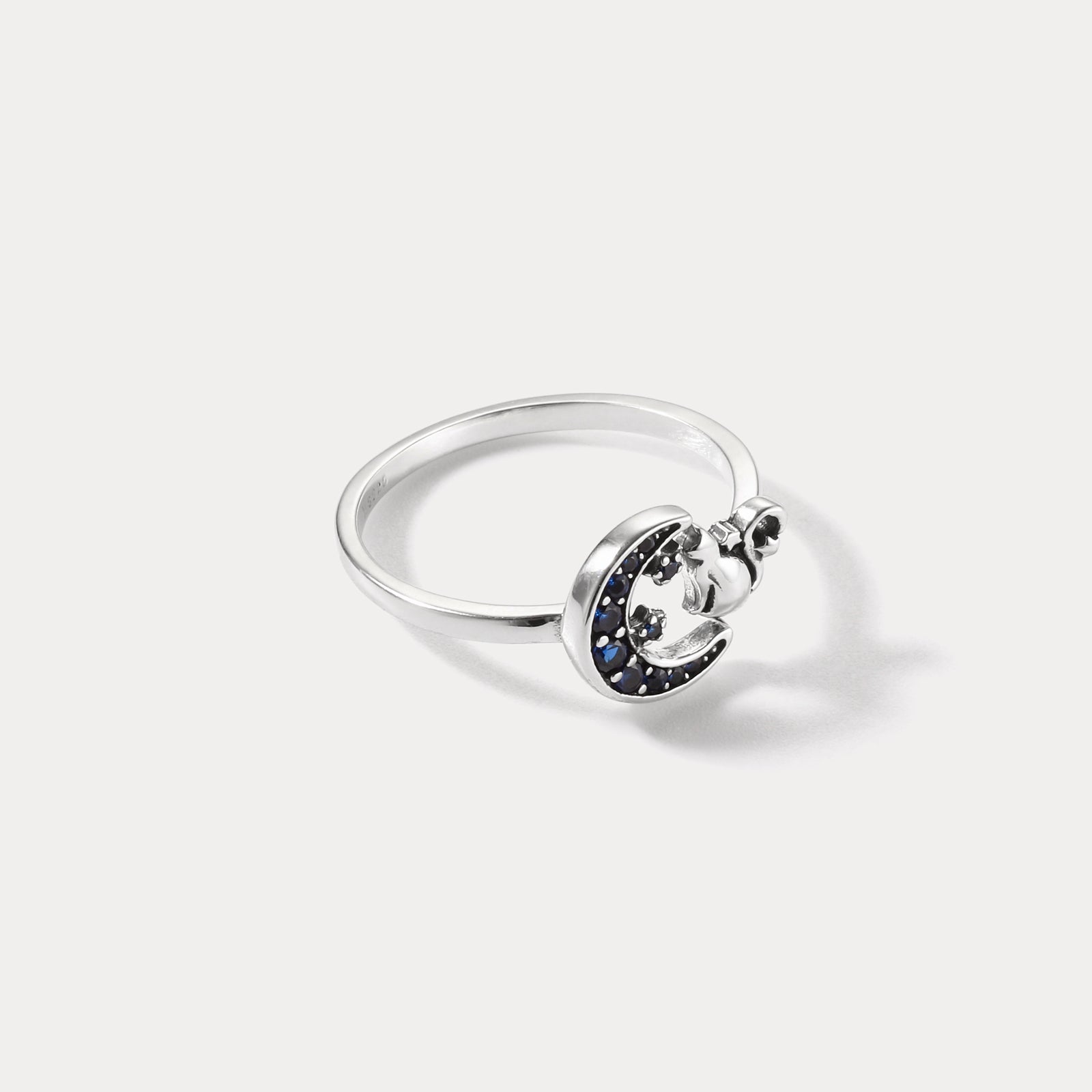 Silver Moon Cat Astronomy Ring