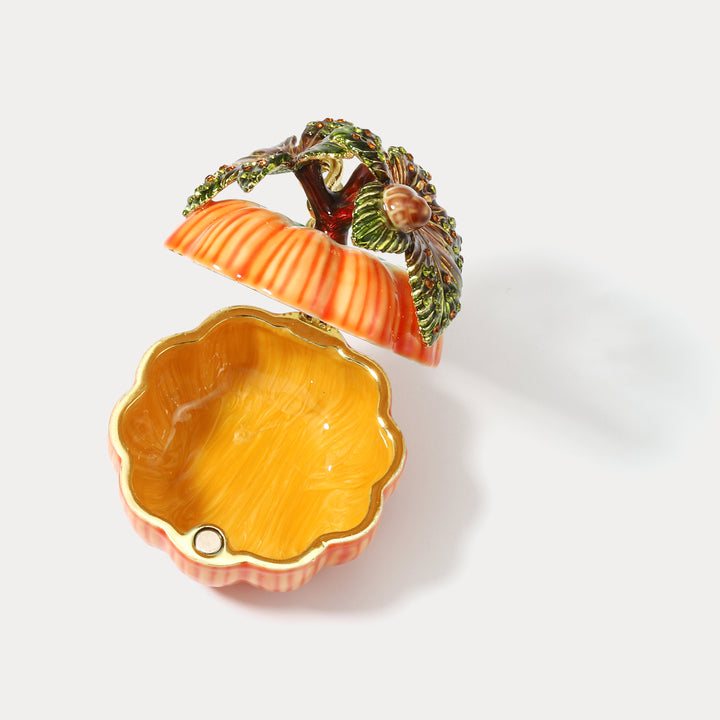 Pumpkin Jeweled Trinket Box Halloween Jewelry