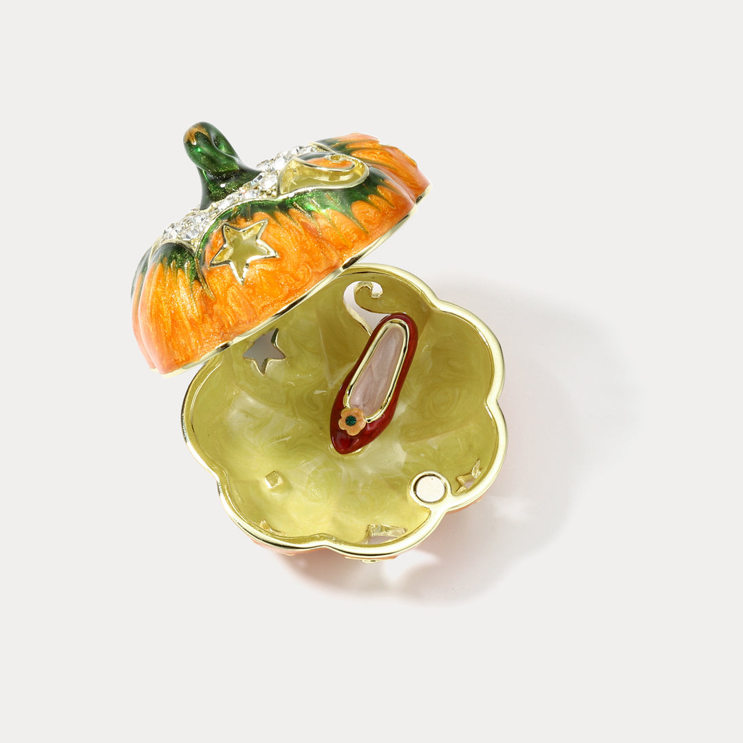 Cinderella's Pumpkin Jeweled Trinket Box Halloween Jewelry