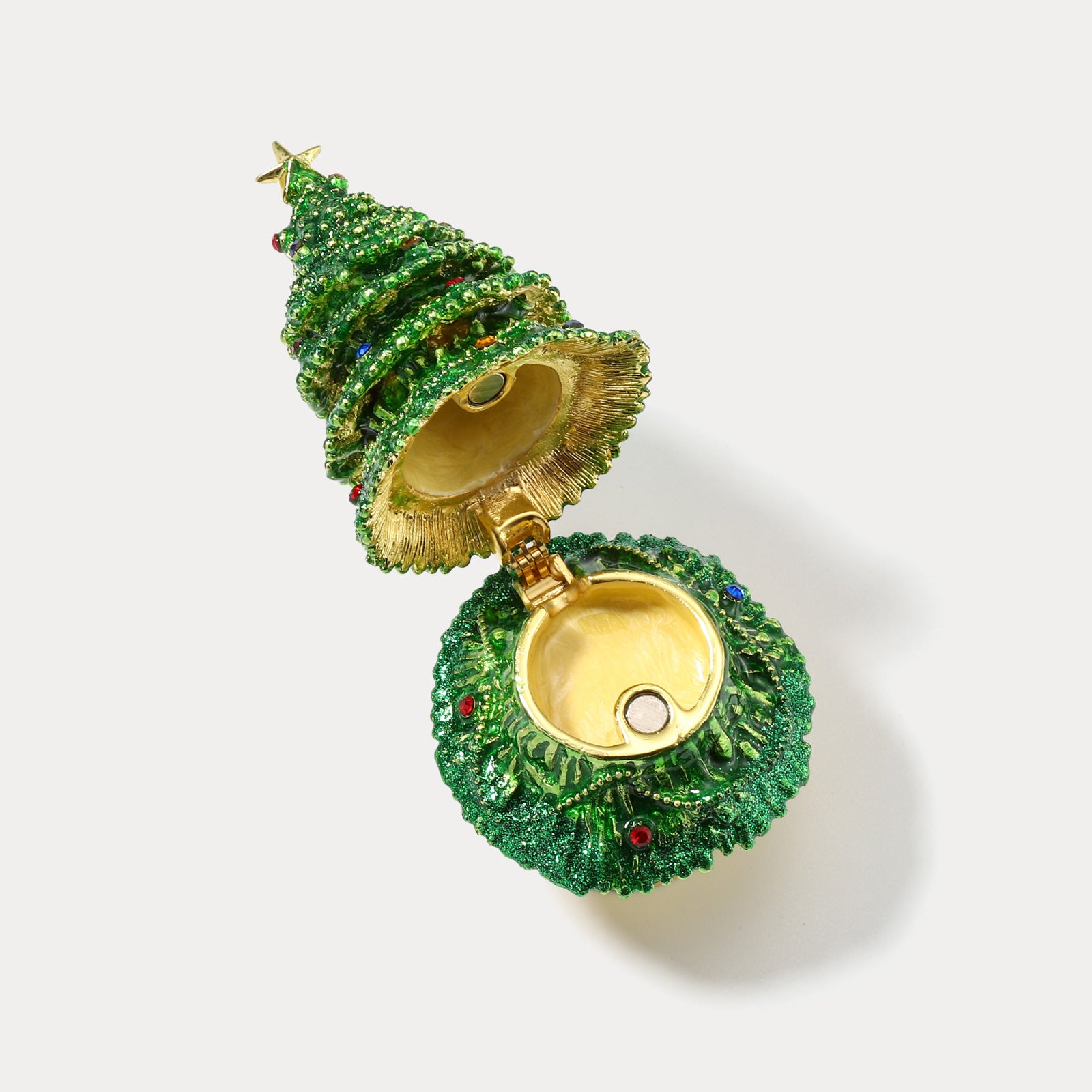 Christmas Tree Enamel Jeweled Trinket Box