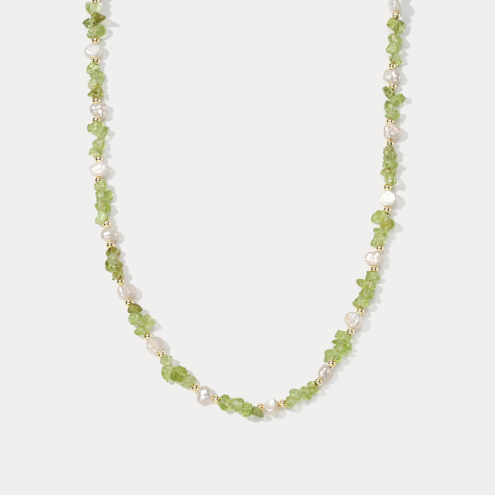 Pastel Green Chip Stone Beaded Necklace