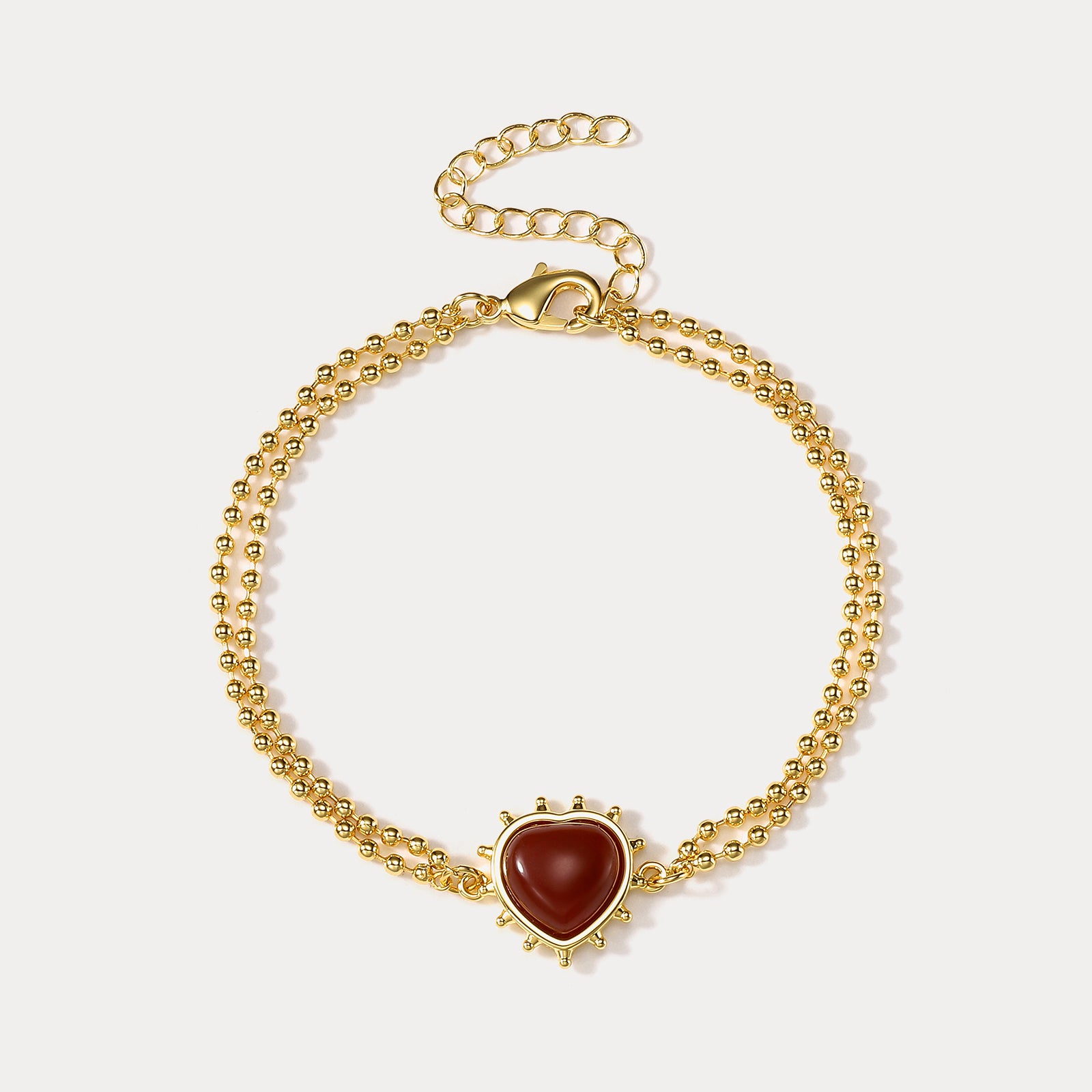 Romantic Heart Chocolate Natural Stone Bracelet