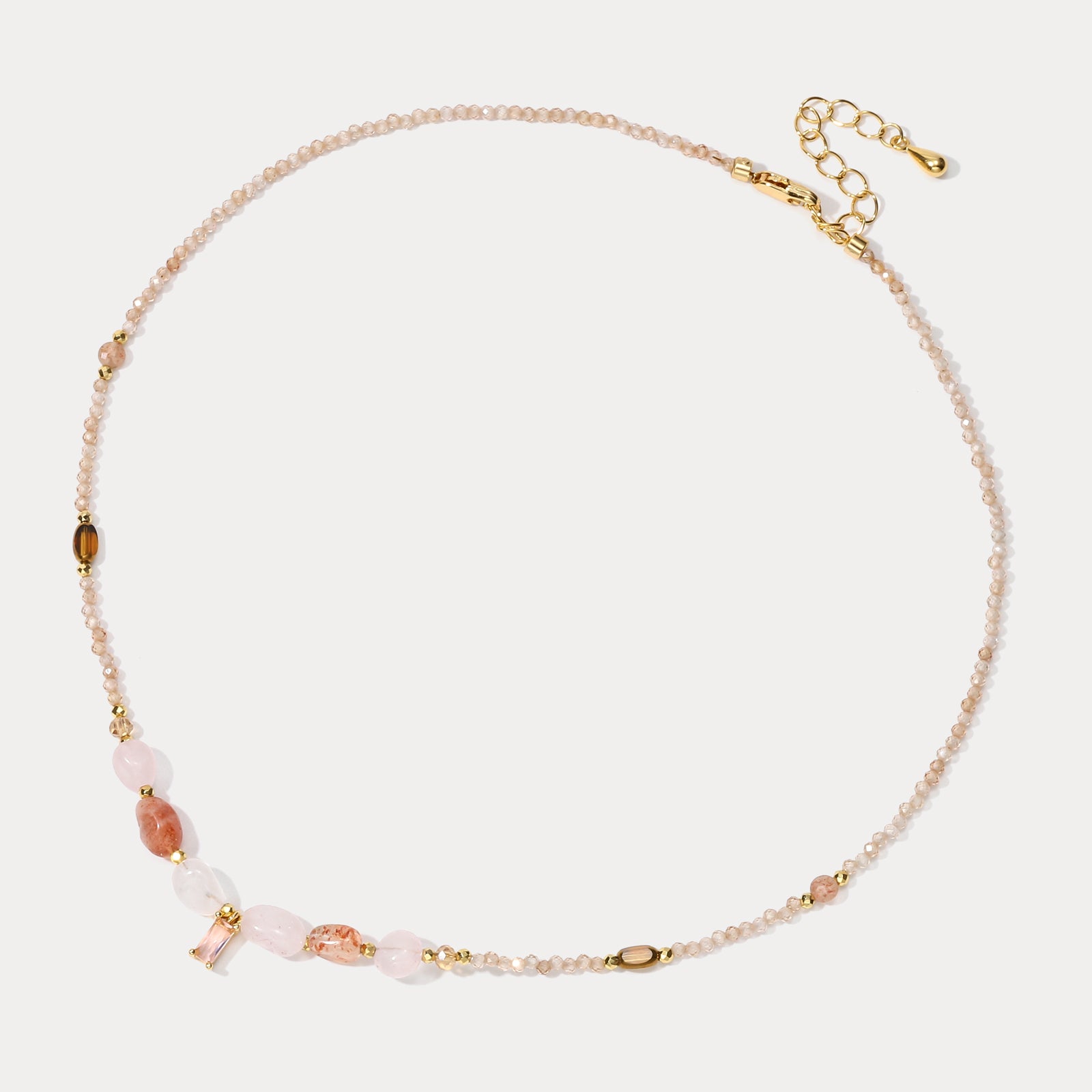 Rose Quartz Gemstone Beaded Necklace