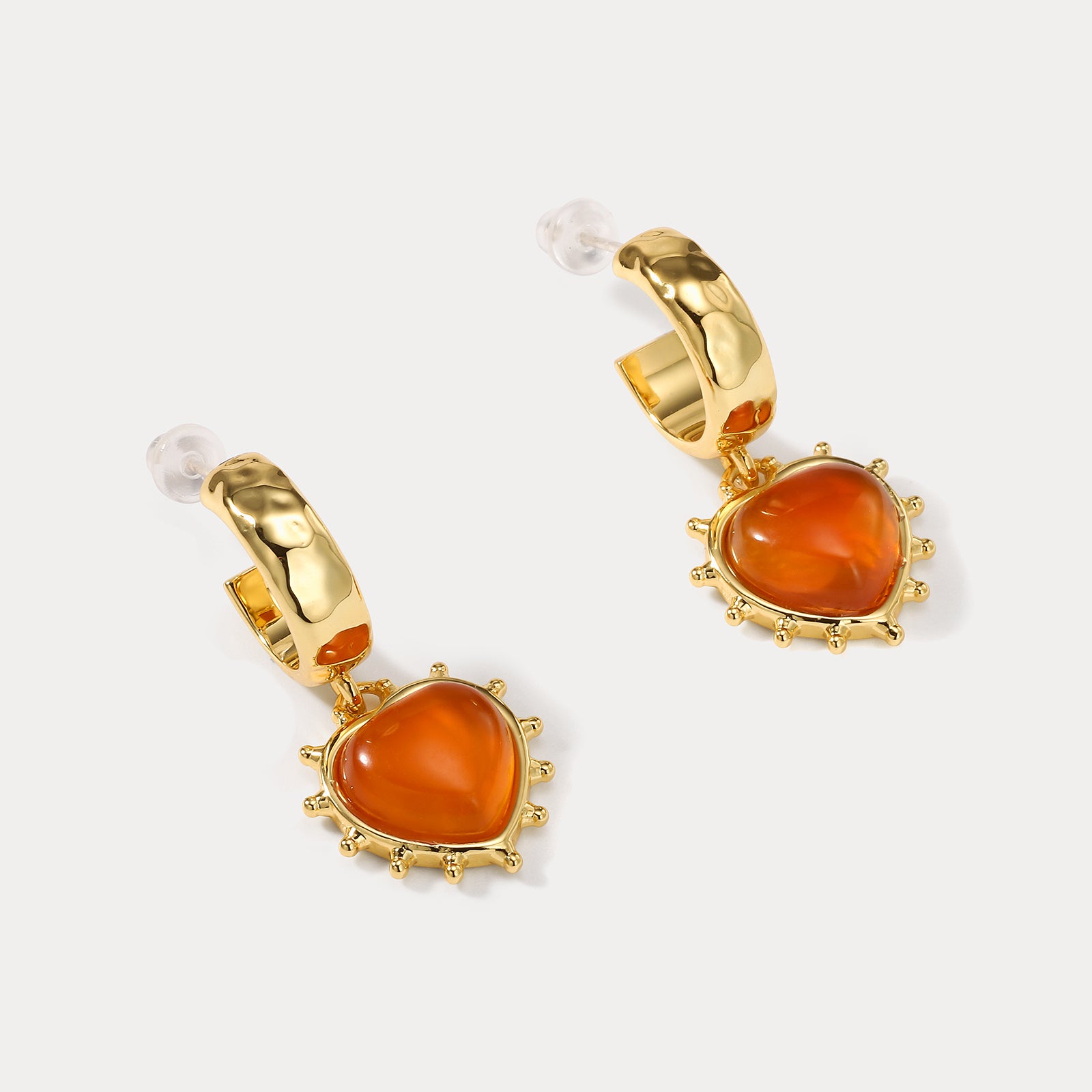 Romantic Heart Orange Fashion Earrings