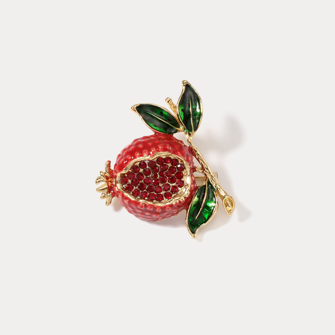 Pomegranate Enamel Brooch Jewelry