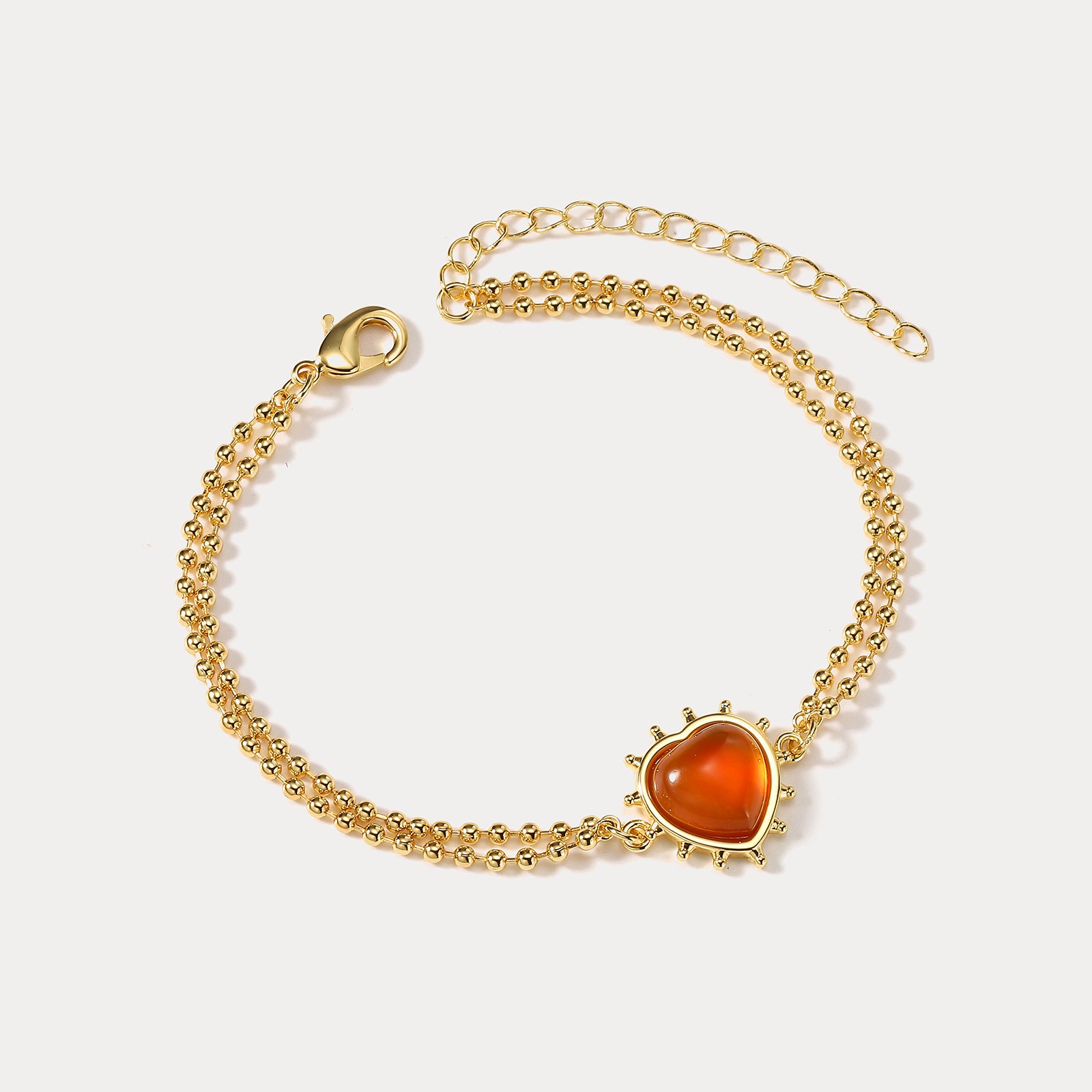 Romantic Heart Orange Gold Bracelet