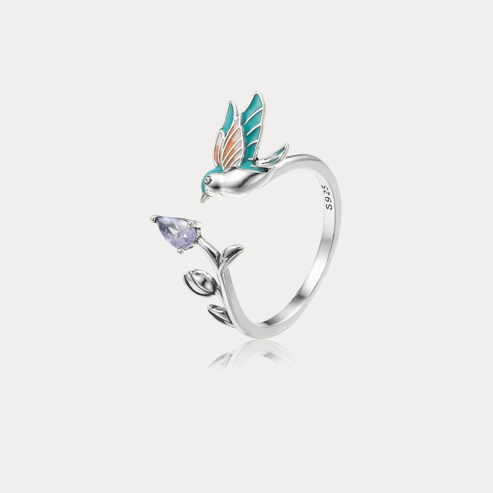 Selenichast 925 Sterling Silver Hummingbird Ring, Bird Ring, Open Ring ...