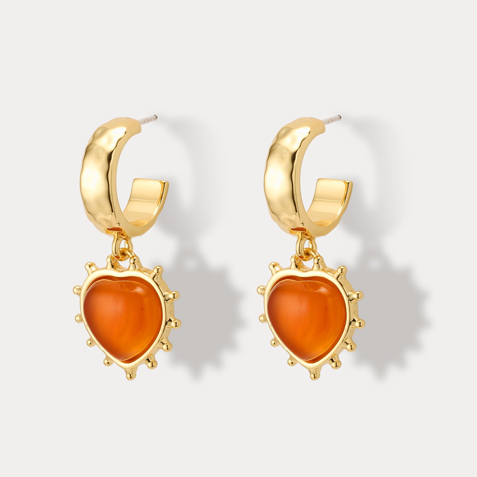 Romantic Heart Orange Dangling Earrings