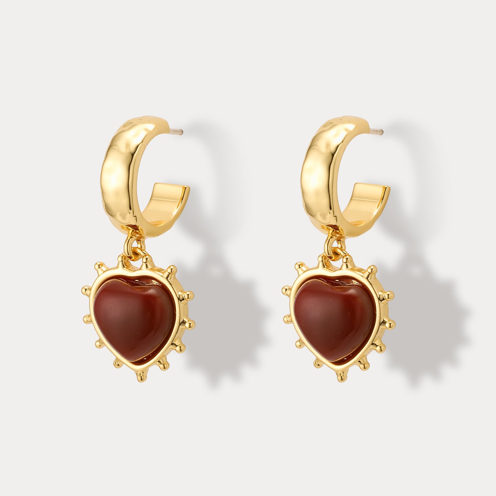 Romantic Heart Chocolate Gold Earrings