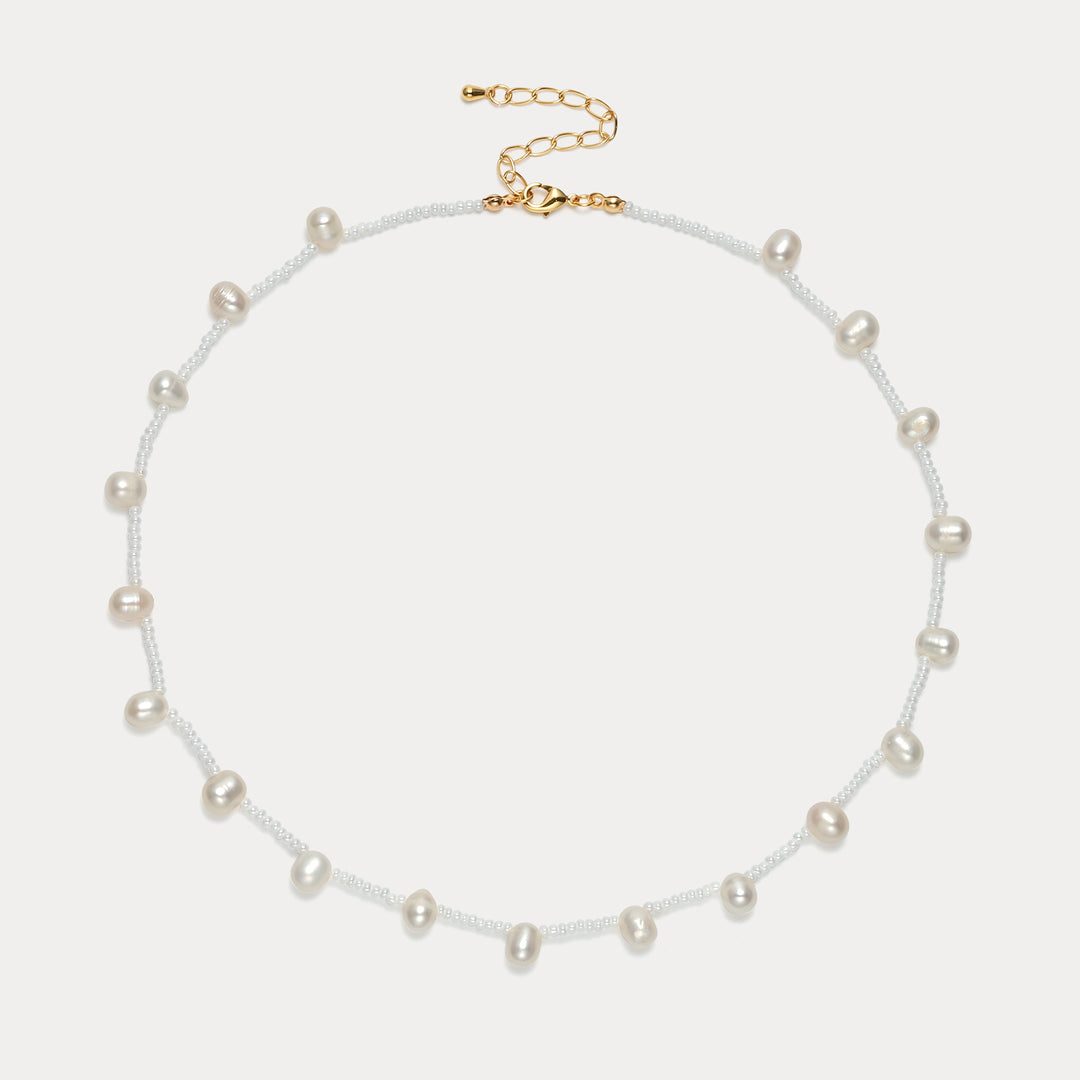 Selenichast Dainty Pearl Station Necklace