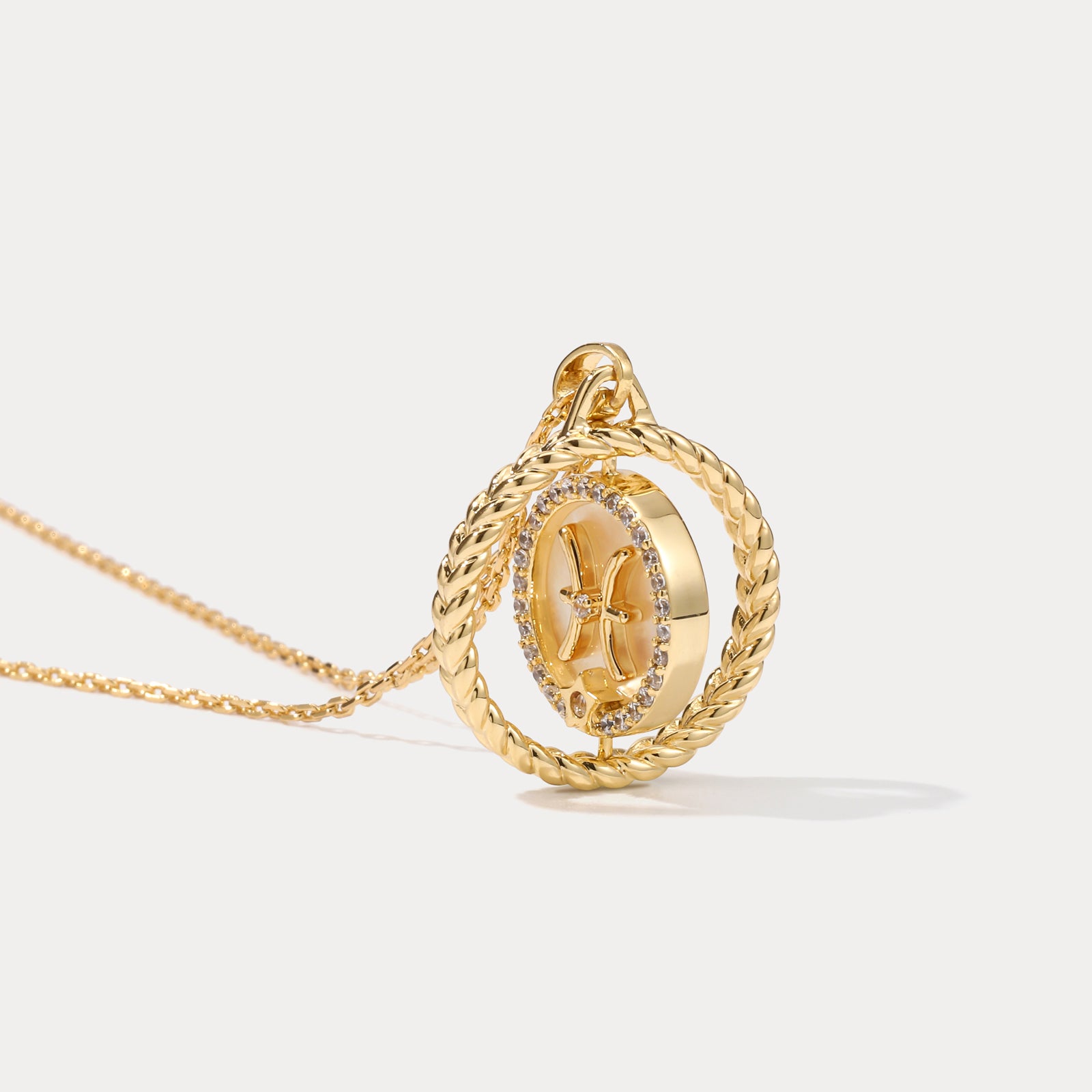 Pisces Galaxy Constellation Gold Pendant Necklace