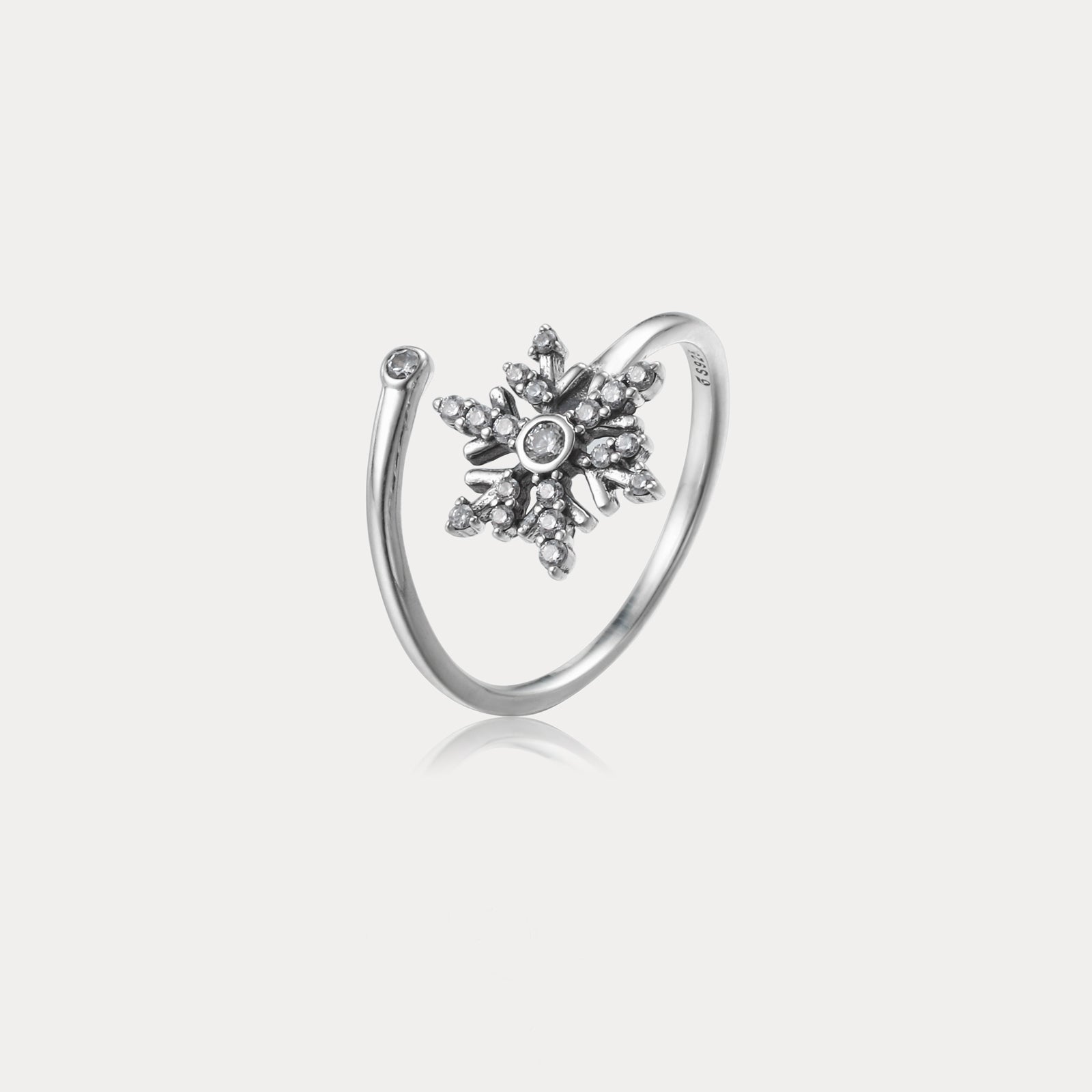 Silver Snowflake Diamond Wedding Rings for Women