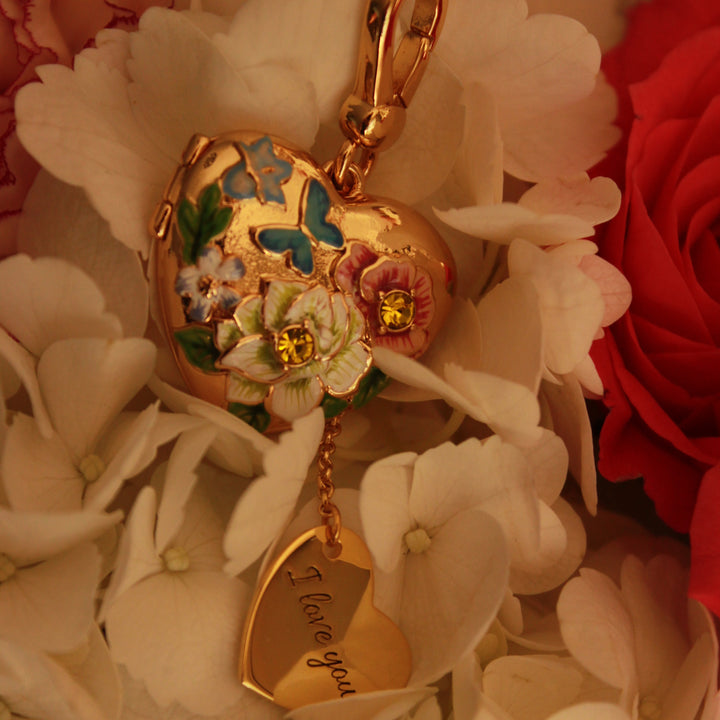 Flower Heart Shaped Locket Necklace