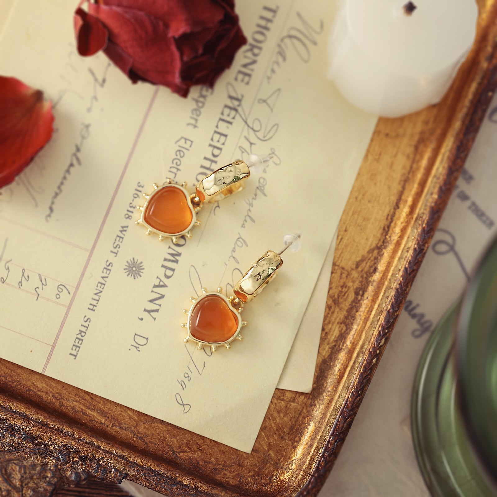 Romantic Heart Orange Earrings