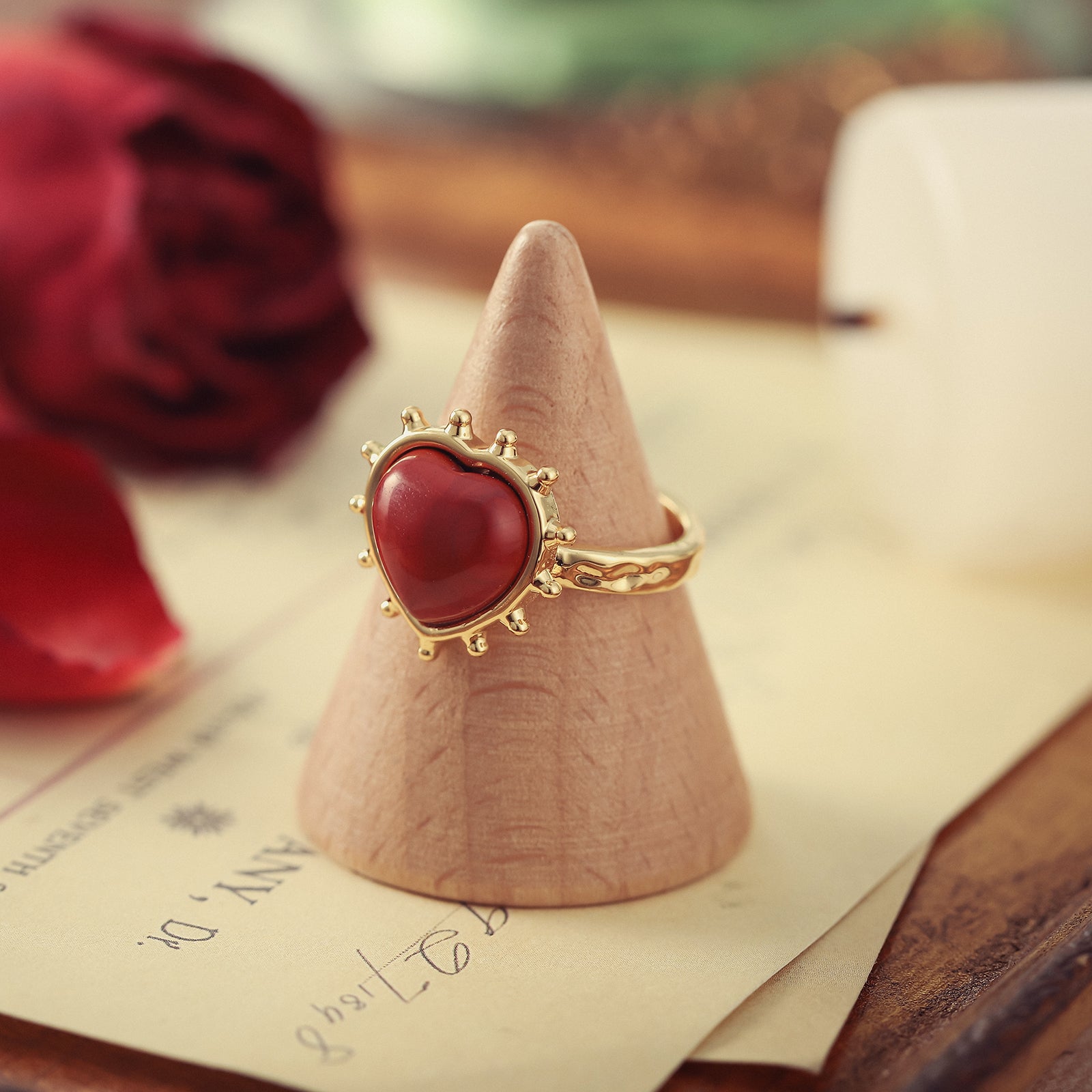 Ruby Heart Sparkly Ring
